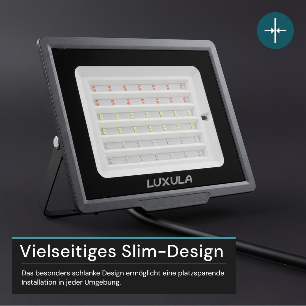 LUXULA RGB LED-Fluter LX400184, 100W, IP65, schwarz, mit Fernbedienung LUXULA RGB LED-Fluter LX400184, 100W, IP65, schwarz, mit Fernbedienung