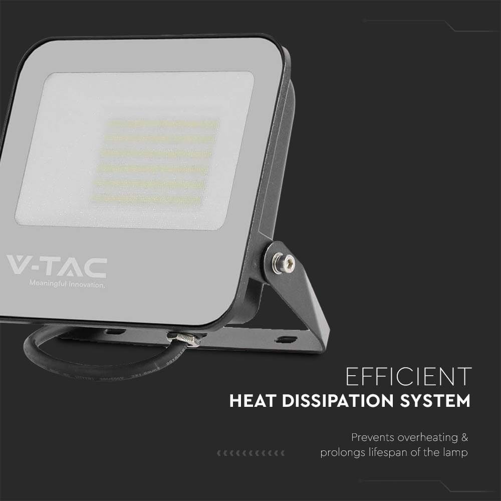 V-TAC LED-Fluter, VT-4456, EEK: B, 50 W, 4000 K, 9250 lm, IP65, sw LED-Fluter V-TAC, VT-4456, EEK: B, 50 W, 4000 K, 9250 lm, IP65, sw