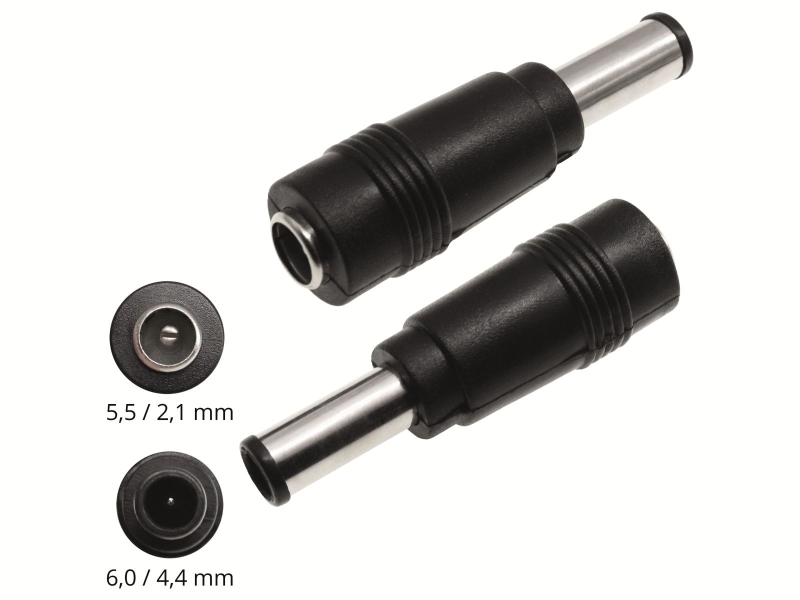 Hohlsteckeradapter, 5,5/2,1 Hohlkupplung auf 6,0/4,4 Hohlst. Sony mit Stift