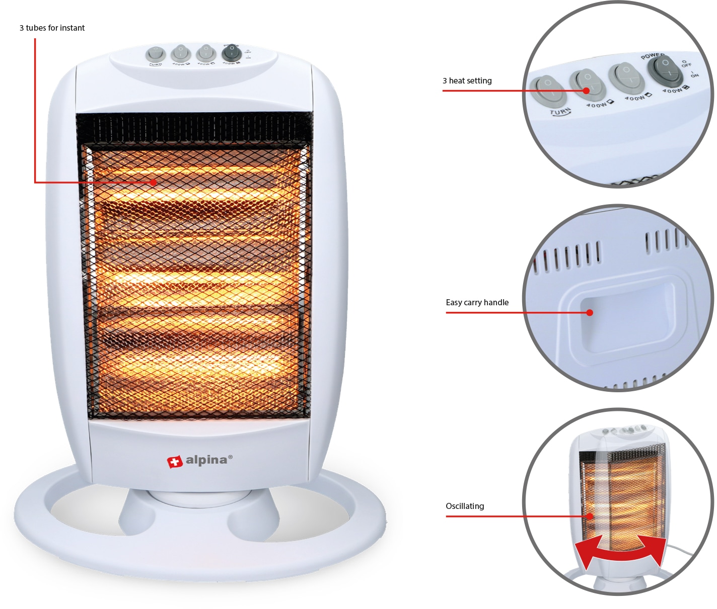 ALPINA Halogen-Heizstrahler 1200 W