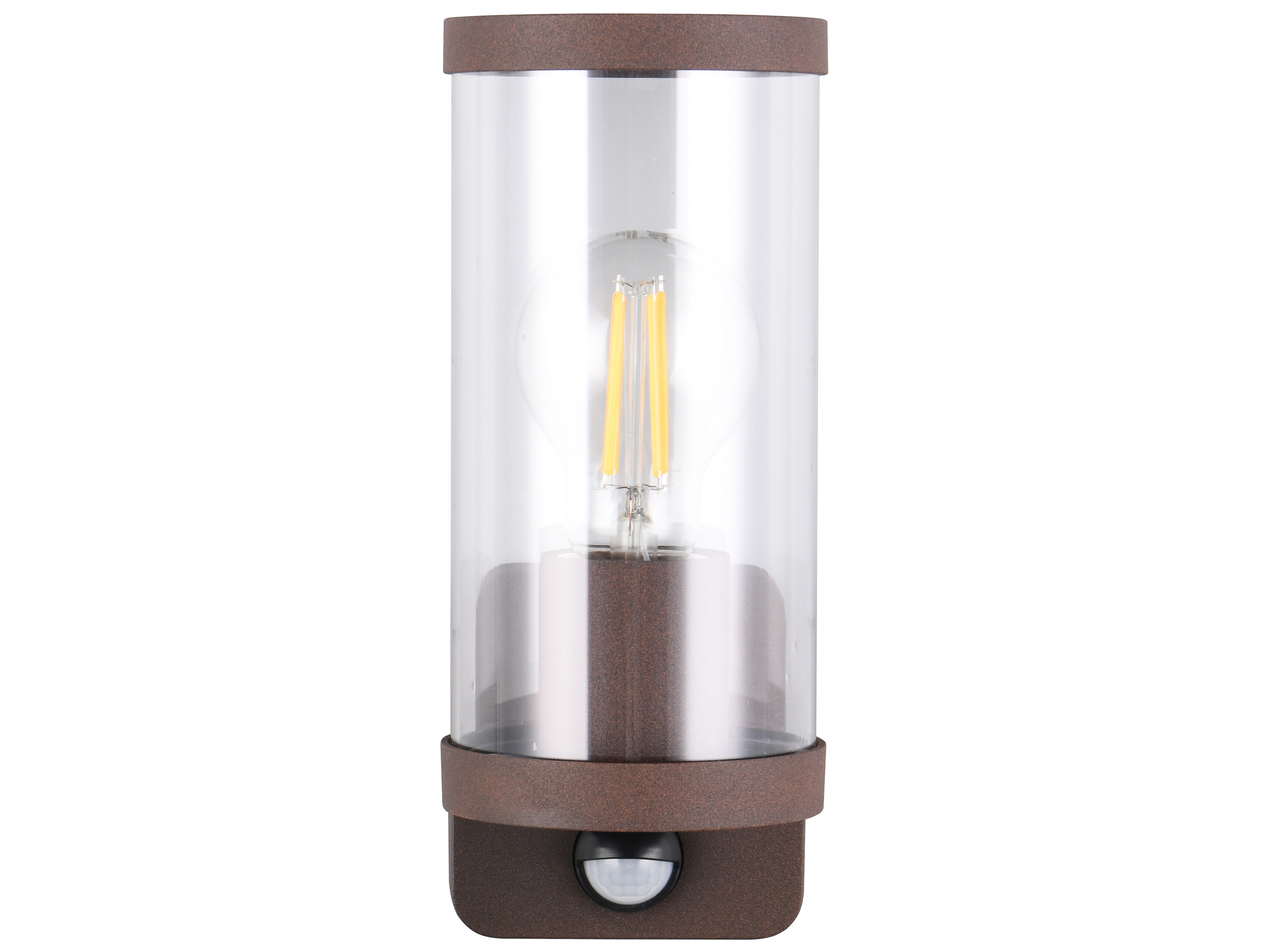 REALITY Wandleuchte BONITO R21599, E27, 28W, ohne Leuchtmittel, Bewegungssensor, IP44, braun