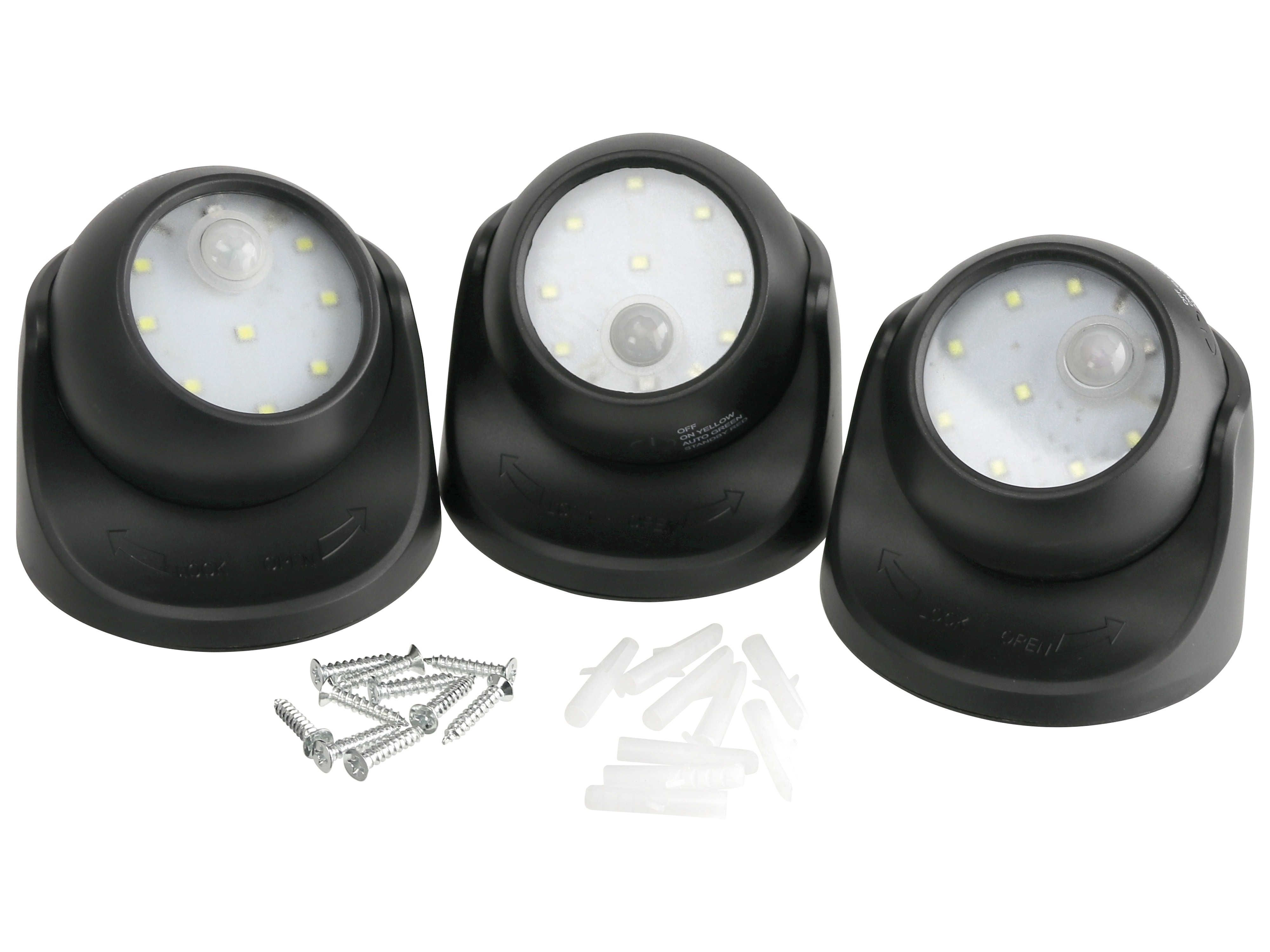 LED-Leuchten-Set, schwarz, 3 Stück
