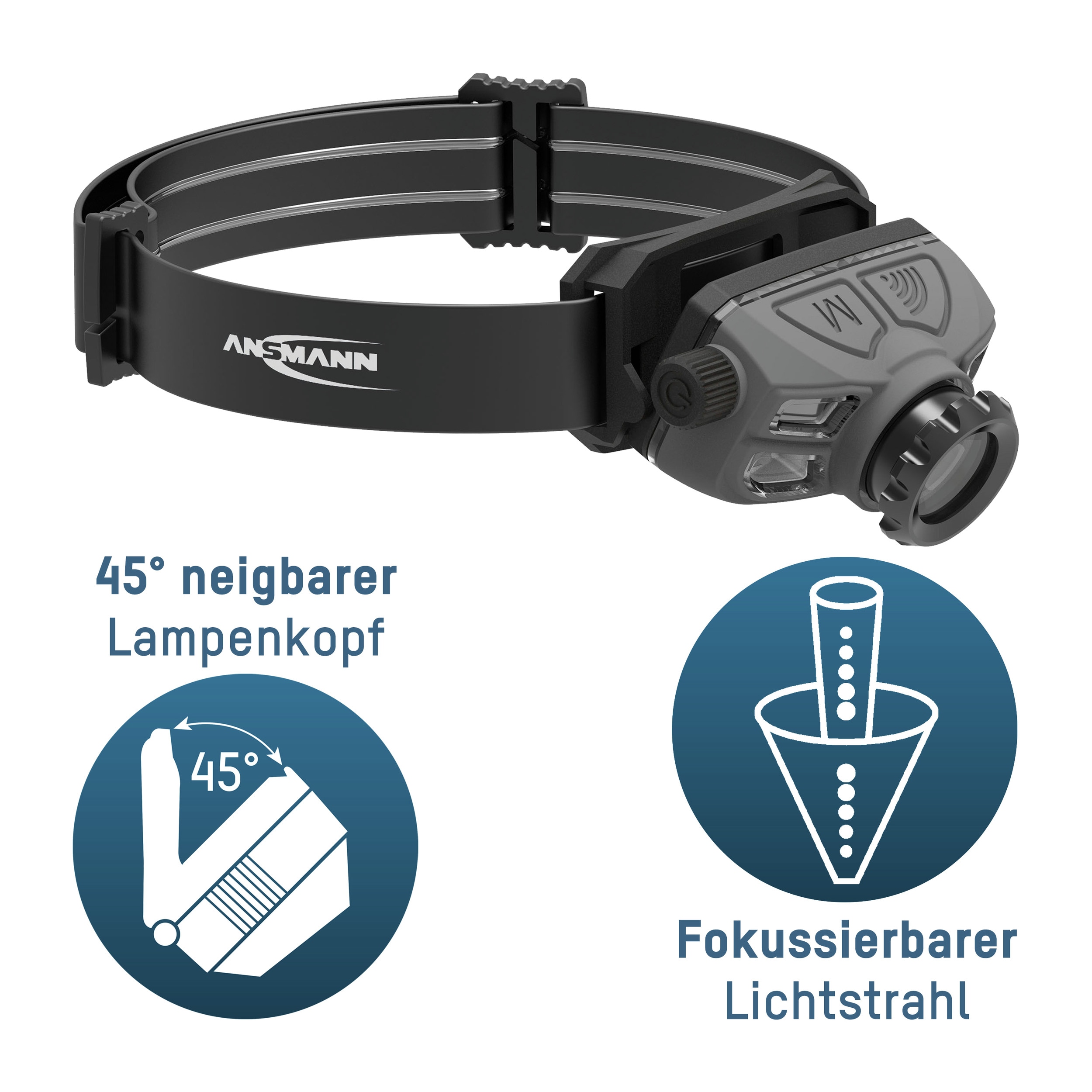 ANSMANN LED-Stirnlampe HD450FRS 450 lm, Akkubetrieb