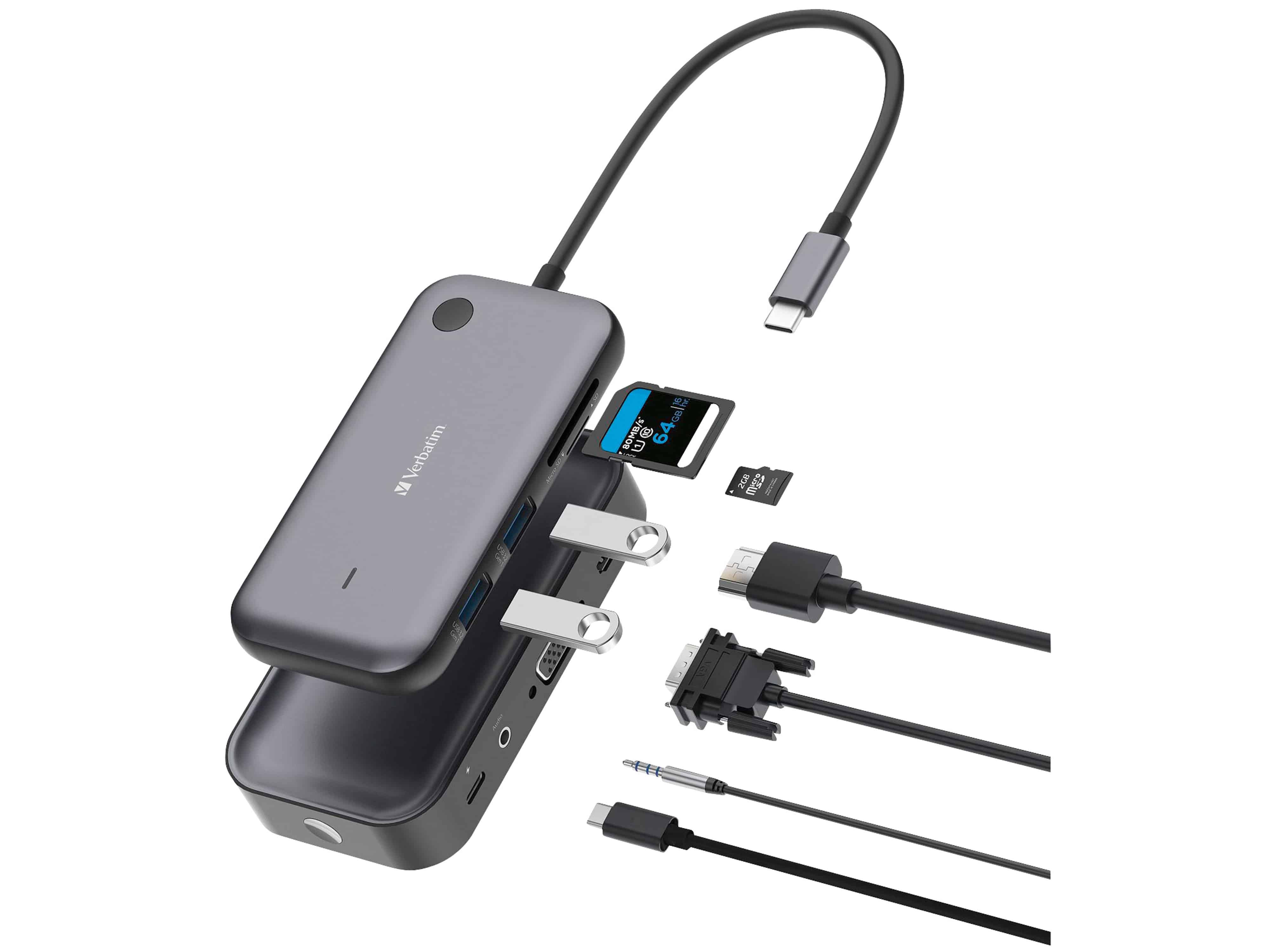 VERBATIM USB-C-Monitor-Adapter Share My Screen 1080p mit Hub WDA-01 VERBATIM USB-C-Monitor-Adapter Share My Screen 1080p mit Hub WDA-01