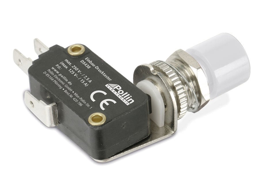 Einbau-Drucktaster DS438, 7,5 A/250 V~, weiß