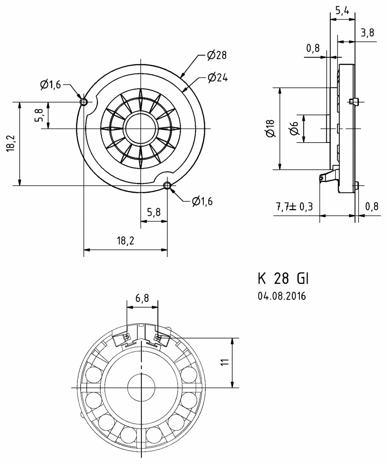 VISATON Kleinlautsprecher K 28 GI, 8 Ohm VISATON Kleinlautsprecher K 28 GI, 8 Ohm