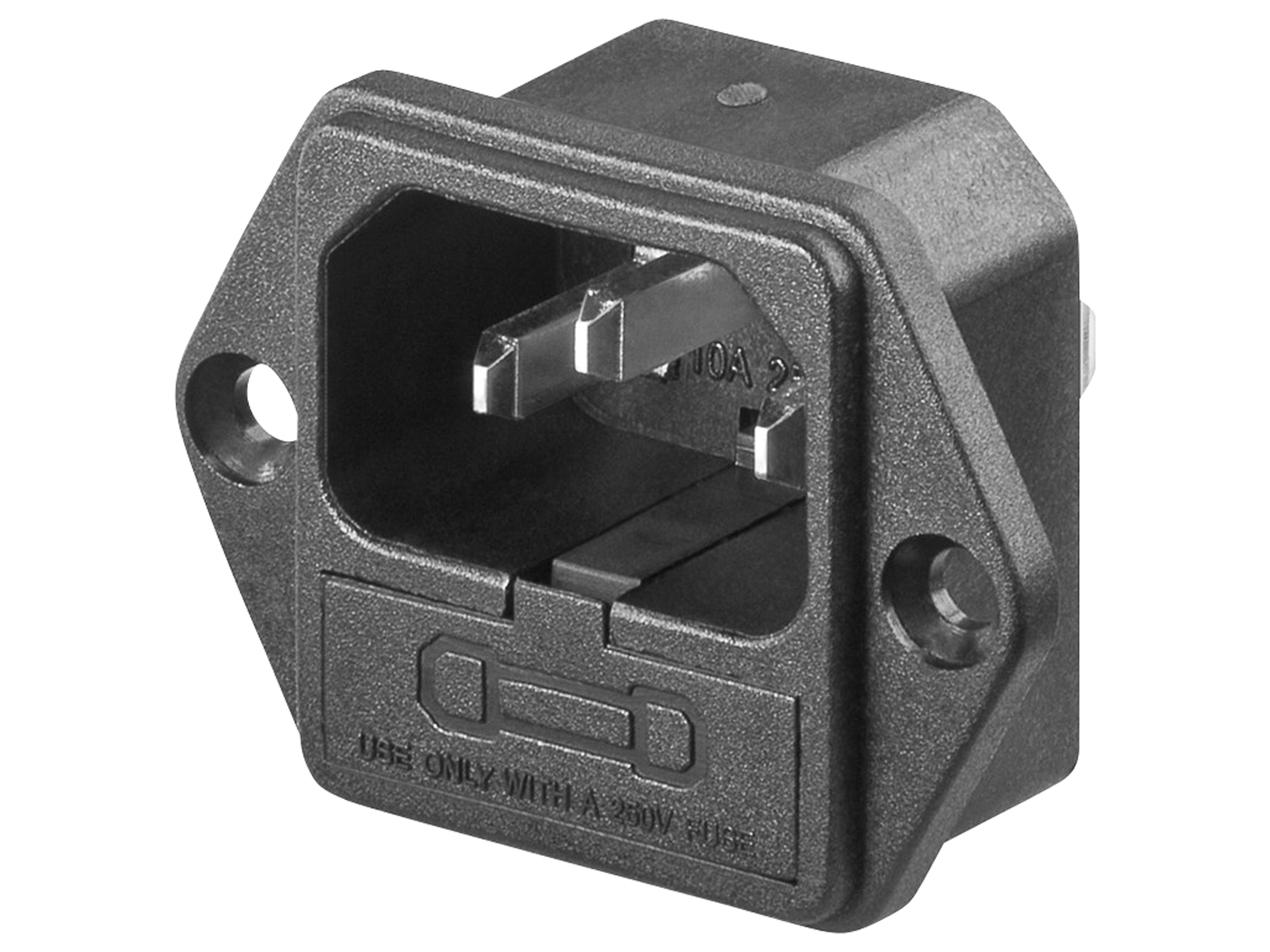 GOOBAY Kaltgeräte-Einbaustecker 11261, mit Sicherungshalter, 250 V~, 6,3 A GOOBAY Kaltgeräte-Einbaustecker 11261, mit Sicherungshalter, 250 V~, 6,3 A