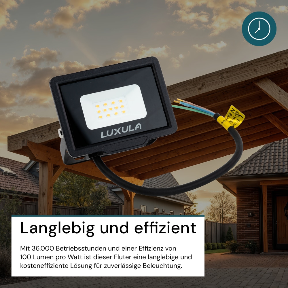 LUXULA LED-Fluter, EEK: F, 10W, 1000lm, 4000K, schwarz LUXULA LED-Fluter, EEK: F, 10W, 1000lm, 4000K, schwarz