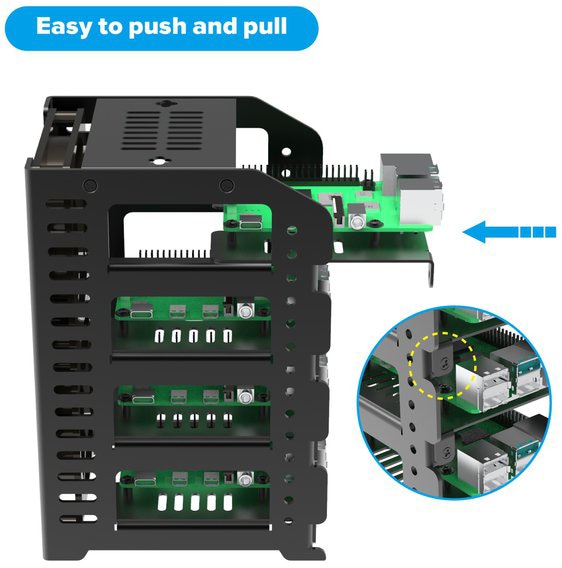 KUBII Cluster-Gestell für Raspberry Pi 5, 4B, 3B/B+, U6183