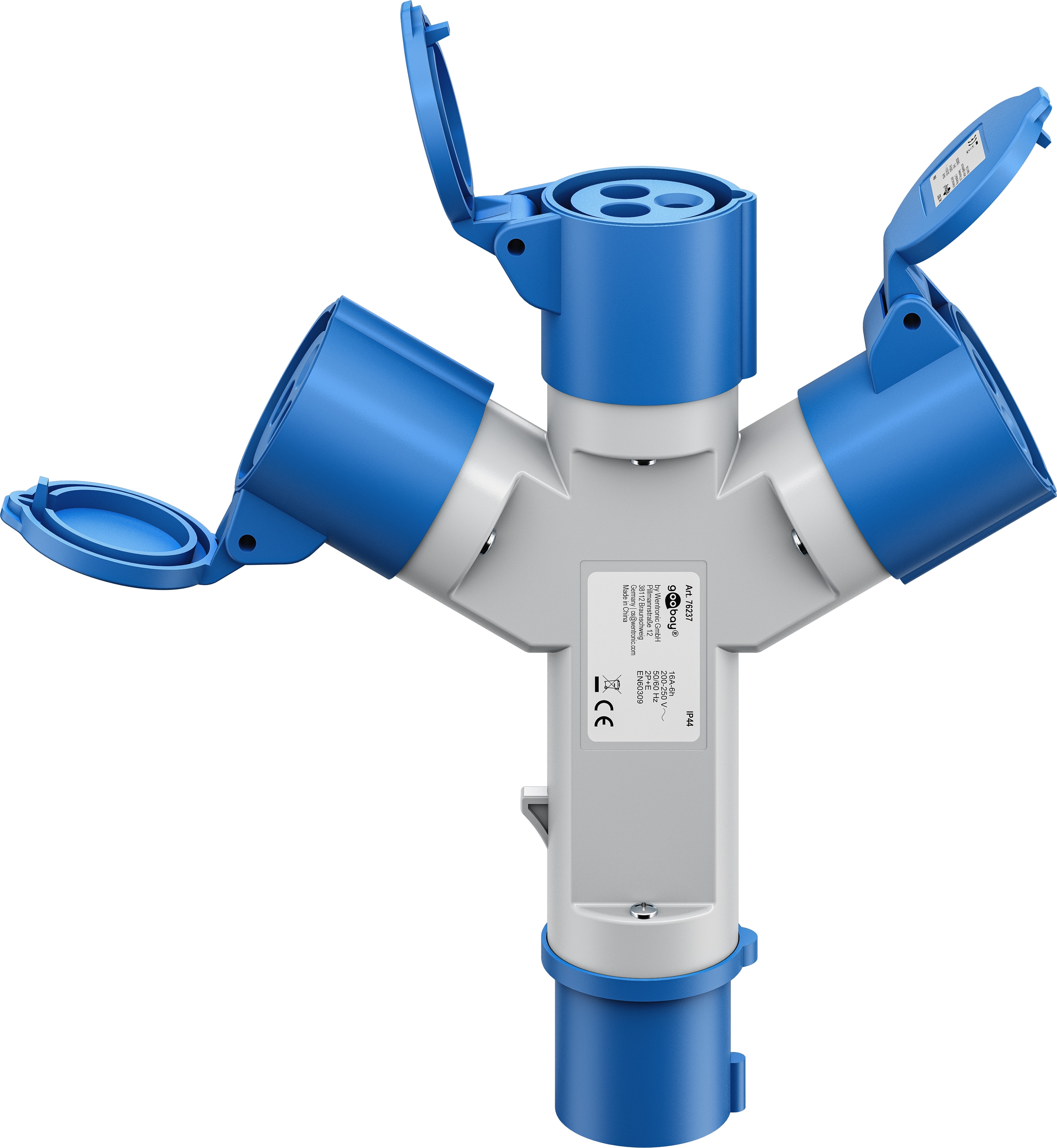 GOOBAY CEE-Adapter Y, 76237, Stecker zu 3x Kupplung