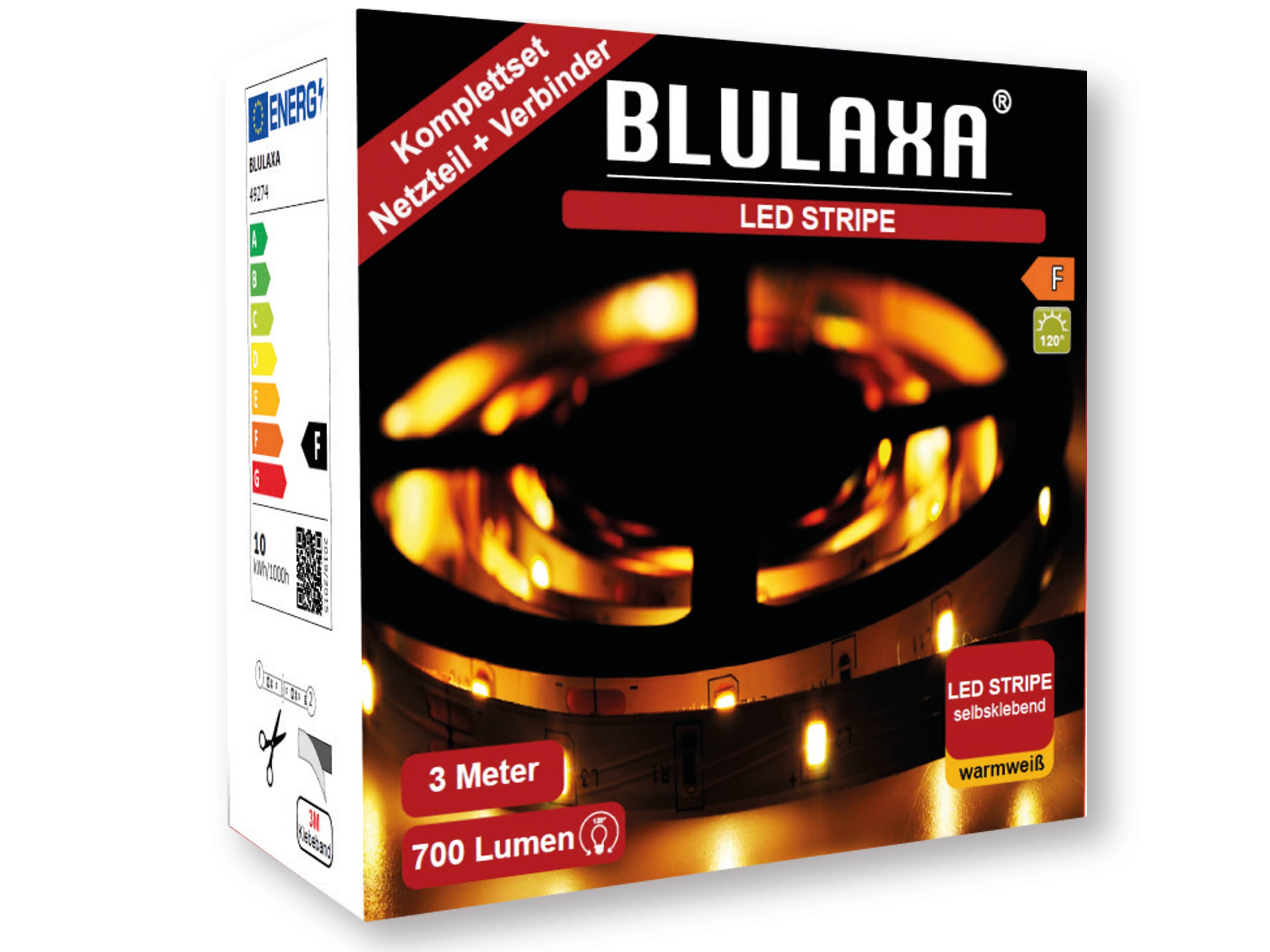 BLULAXA LED-Strip-Set, EEK: F, 9,5W, 700lm, 3000K, 3m BLULAXA LED-Strip-Set, EEK: F, 9,5W, 700lm, 3000K, 3m