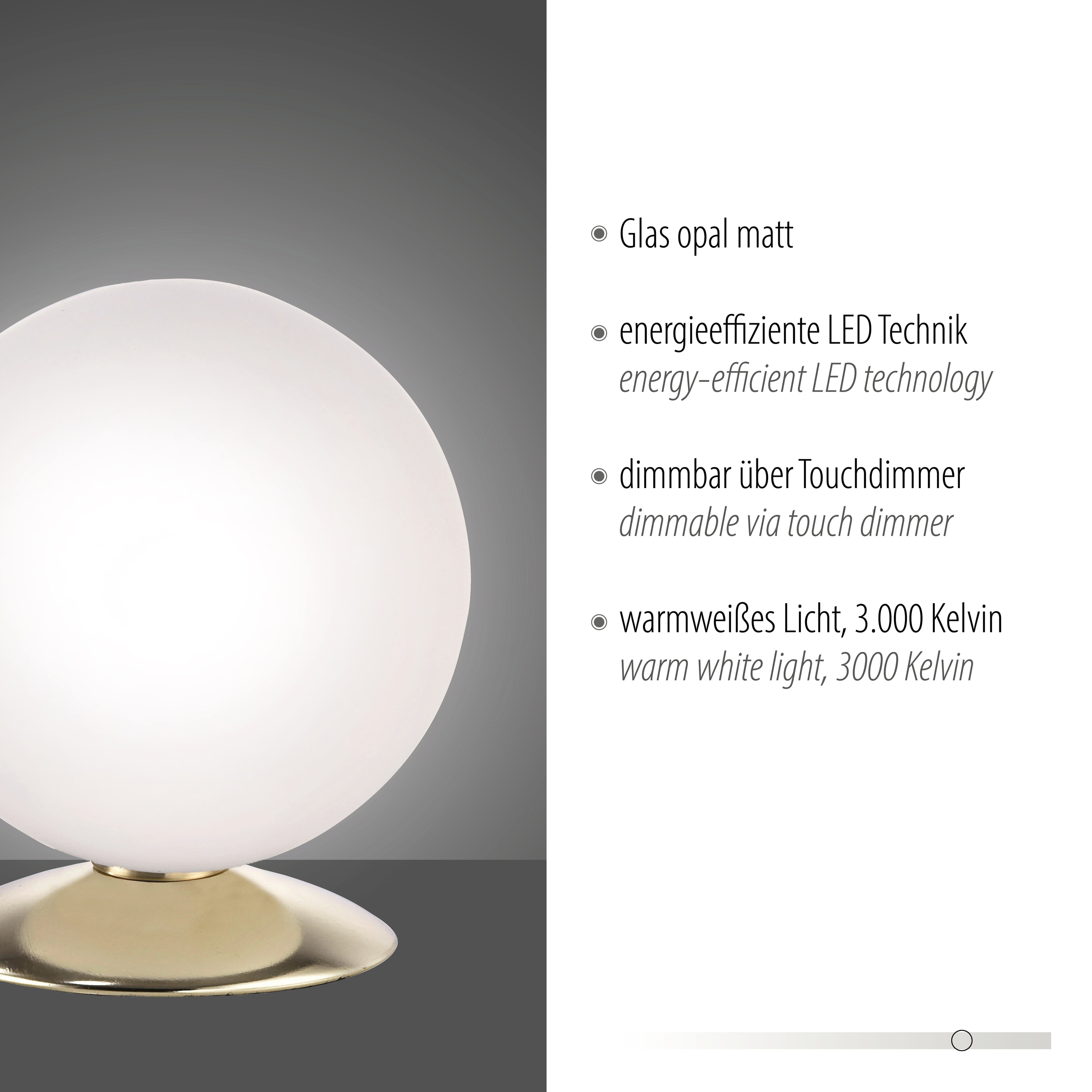 PAUL NEUHAUS LED-Tischleuchte 4013-60 messsing, G9, 3 W, 235 lm, 3000 K