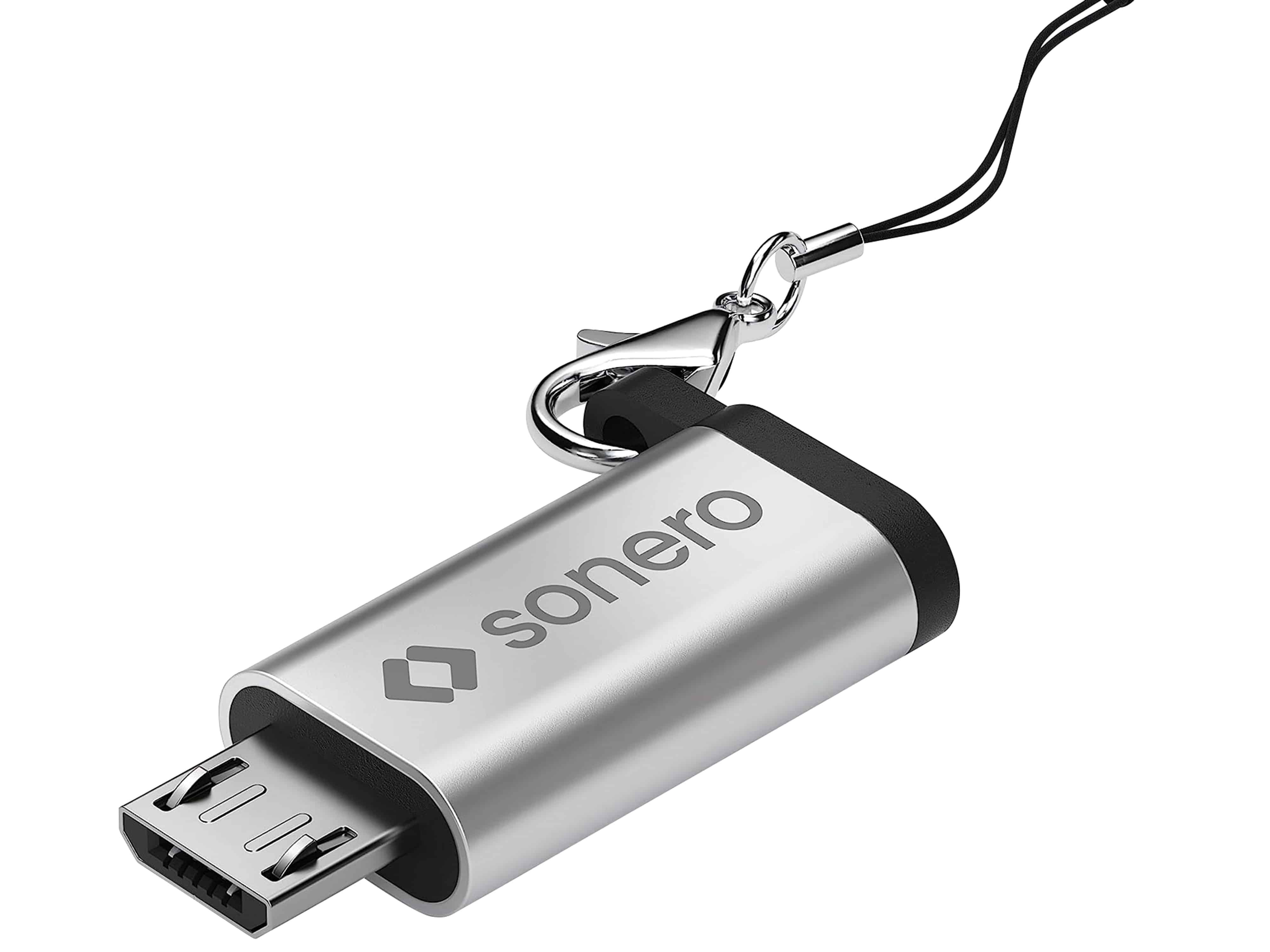 SONERO USB-Adapter OTG, Micro-USB auf USB-C Buchse, alu/silber SONERO USB-Adapter OTG, Micro-USB auf USB-C Buchse, alu/silber