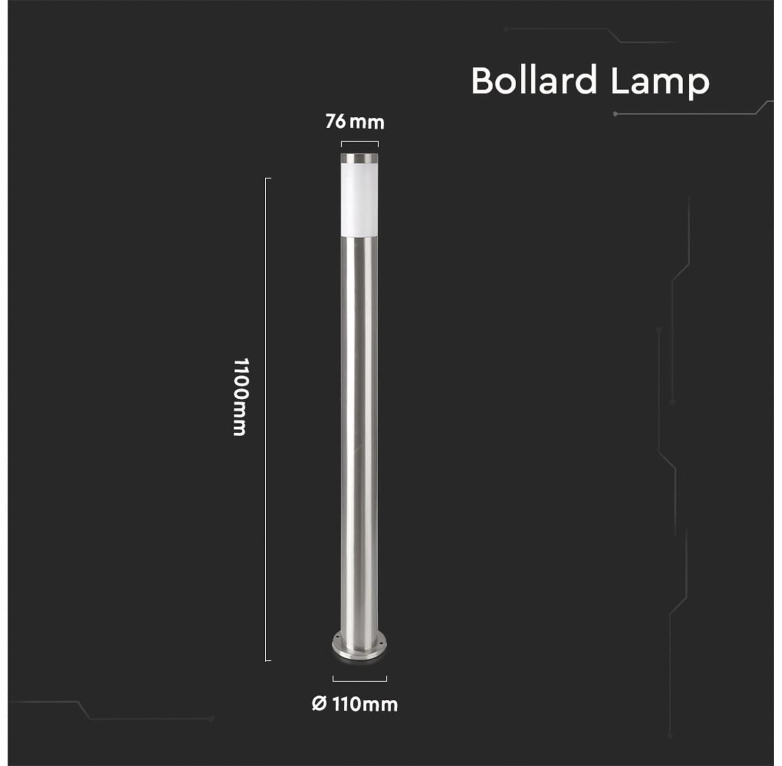 V-TAC Poller-Außenleuchte VT-838, IP44, E27, Edelstahl, 1100mm, VT-8962, Nickel-satiniert V-TAC Poller-Außenleuchte VT-838, IP44, E27, Edelstahl, 1100mm, VT-8962, Nickel-satiniert