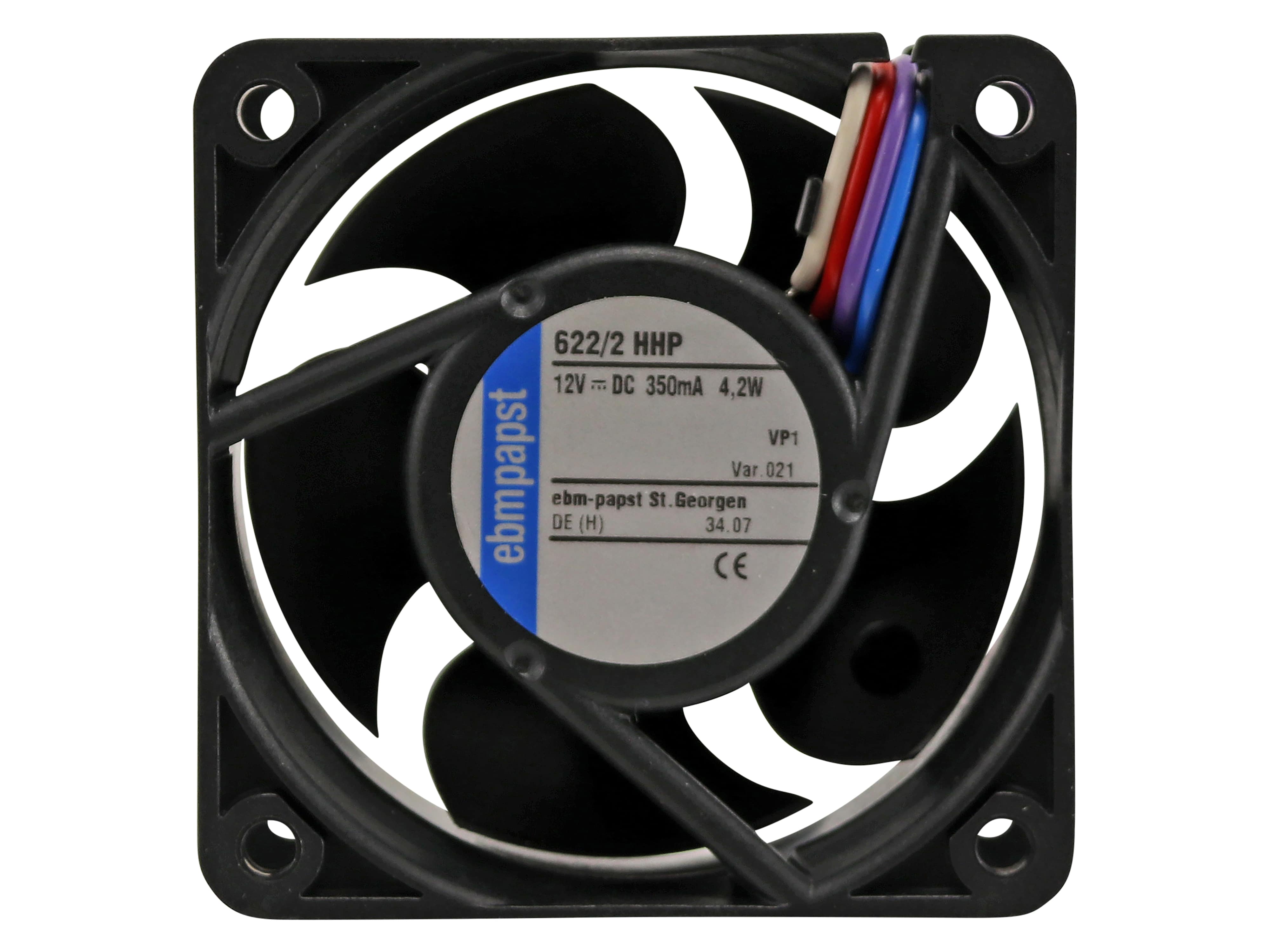 EBMPAPST Axiallüfter 622/2HHP, 60x60x25 mm, 12 V-, 3,7 W