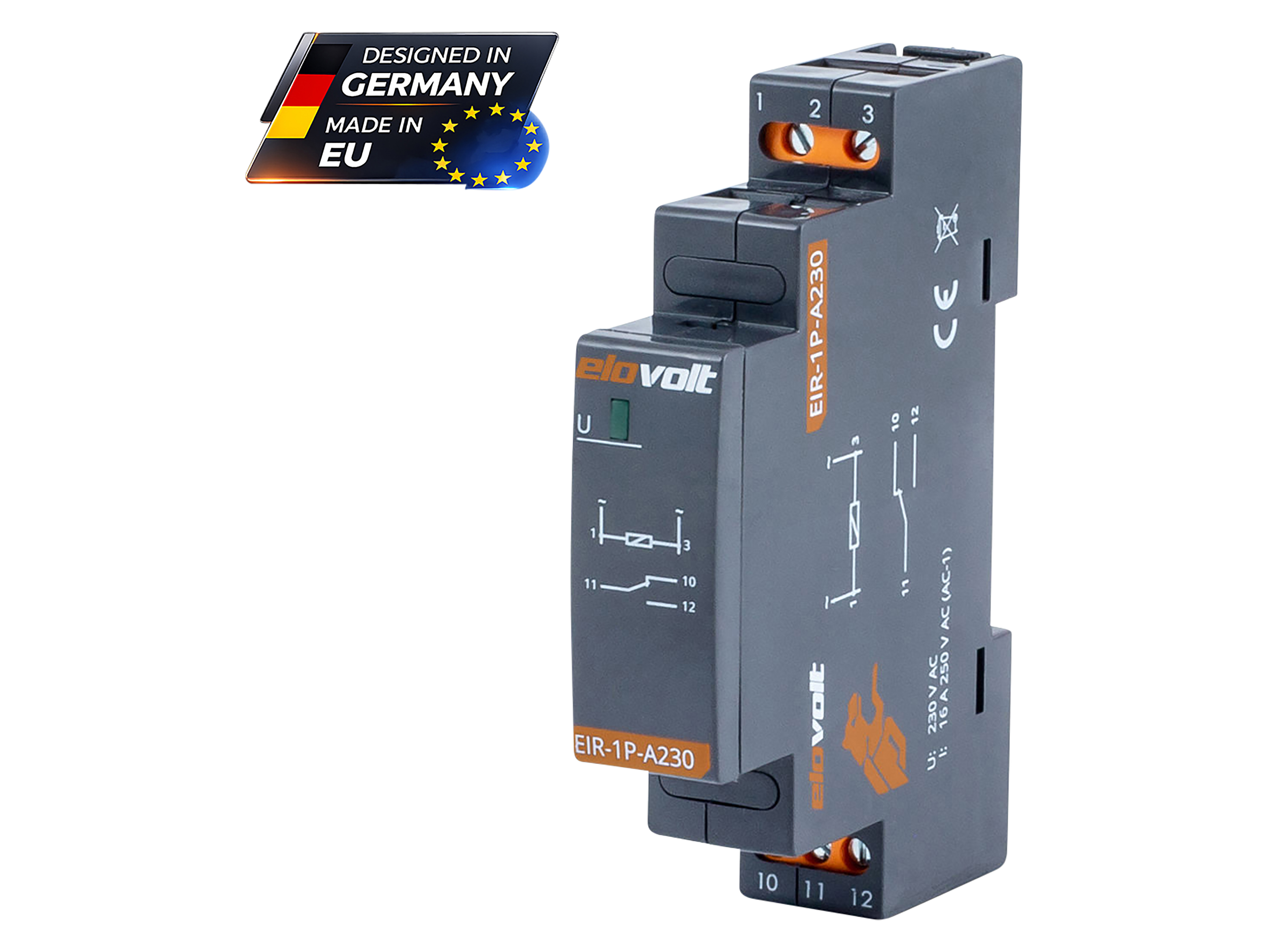 ELOVOLT Schaltrelais EIR-1P-A230, 16 A, 230 V, 1 Wechsler