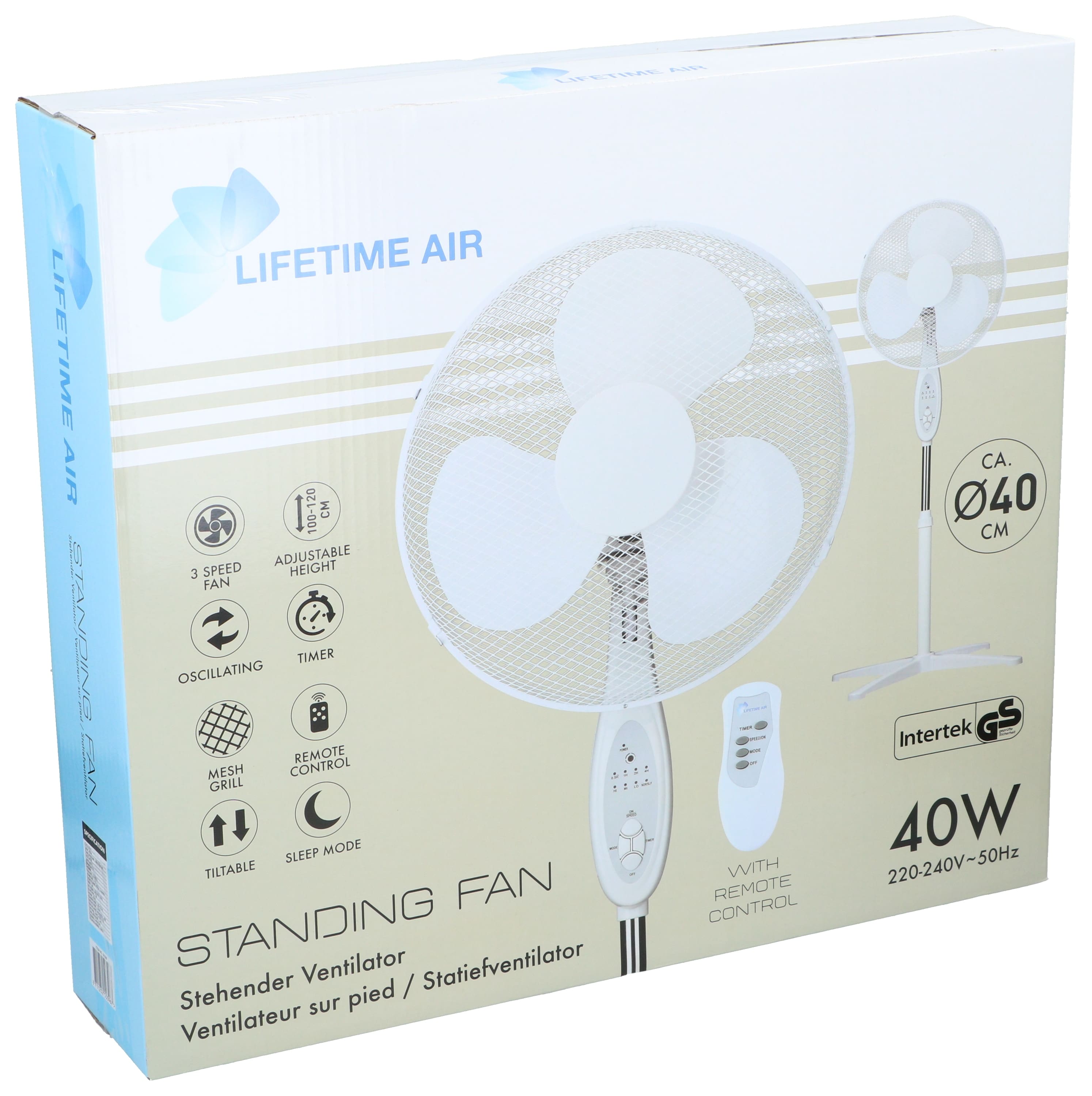 LIFETIME AIR Standventilator, 40 W, mit Fernbedienung, weiß