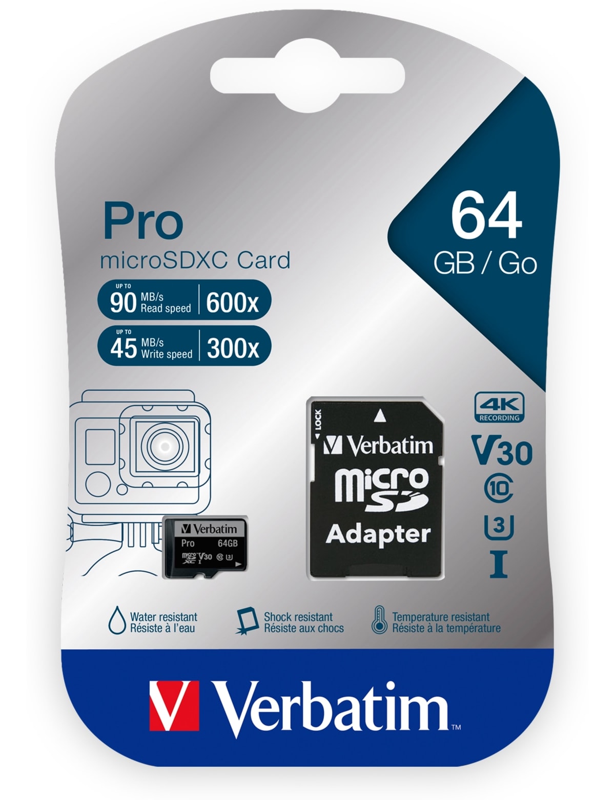VERBATIM MicroSDXC Card Pro U3 64GB inkl. Adapter