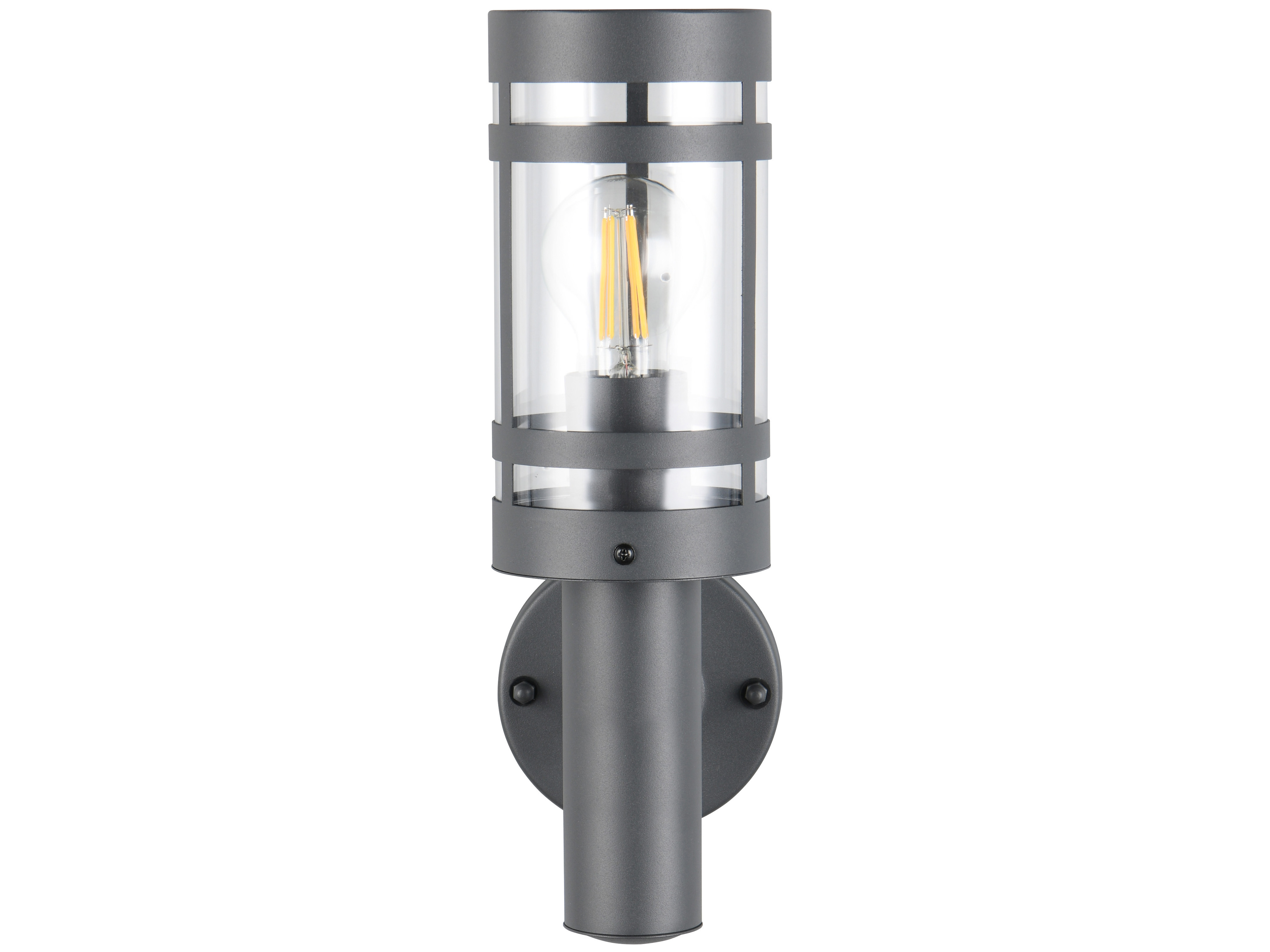 REALITY Wandleuchte PALOMA R21719142, E27, 28W, IP44, ohne Leuchtmittel, Bewegungssensor, grau