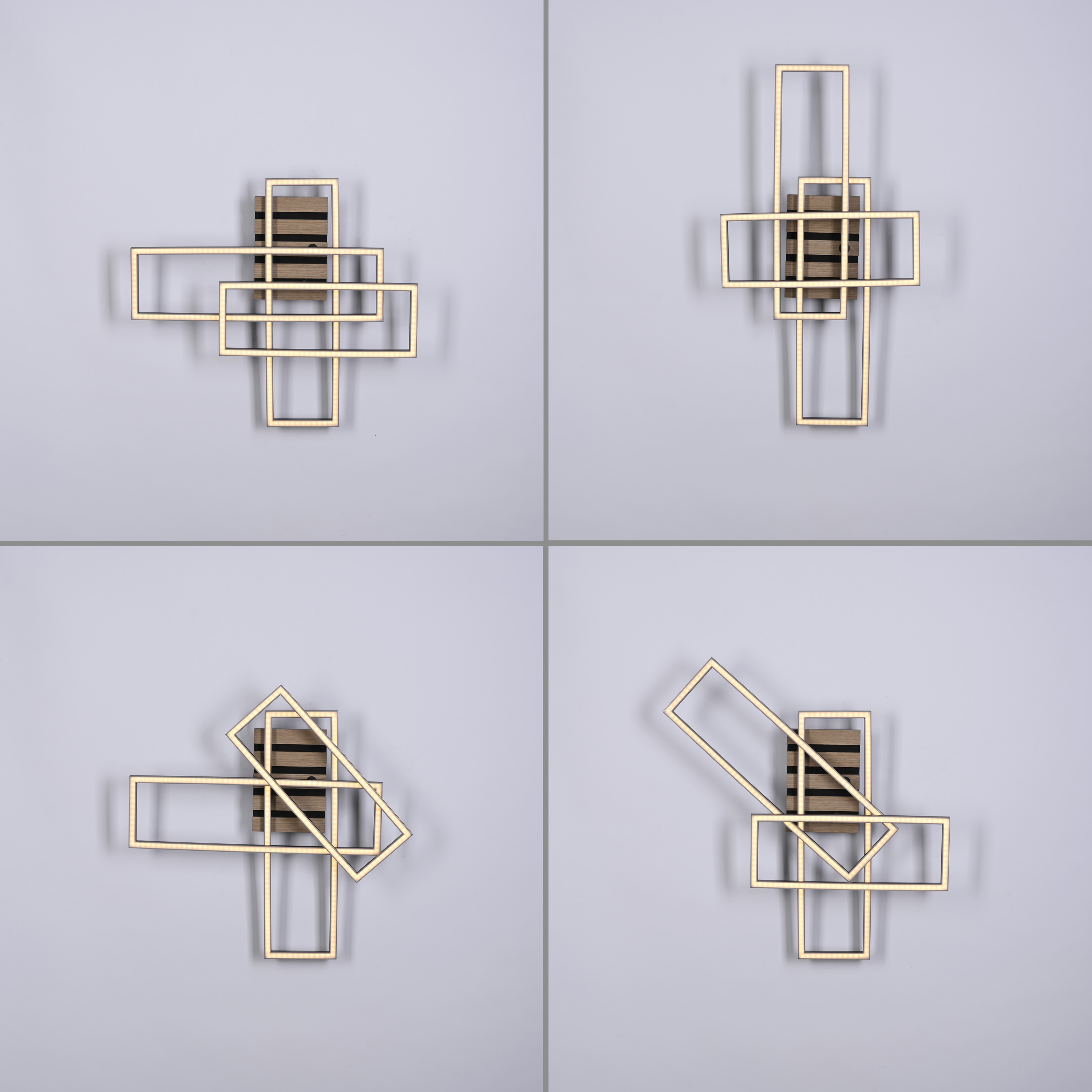 JUST LIGHT LED-Deckenleuchte 14051-79, 20,50W, 3000K, 3000lm, warmeiß, IP20, Holz/schwarz