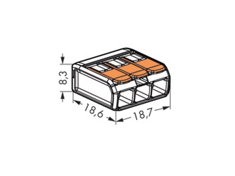 WAGO Steckklemmen 221-413, 3-polig, 0,2...4 mm², 100 Stück