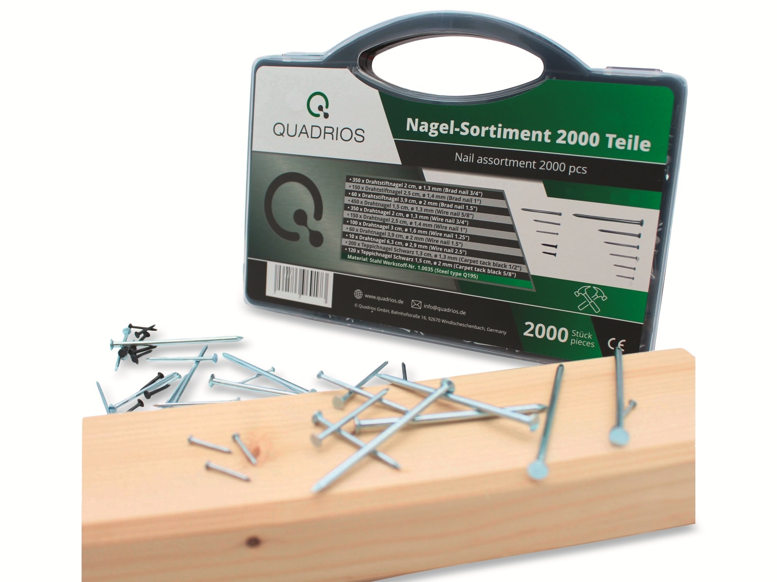 QUADRIOS Nagel- Set 2103SA044, 195 Mpa, 430 N/qmm, 2000 Stück QUADRIOS Nagel- Set, 2103SA044, 195 Mpa, 430 N/qmm, 2000 Stück