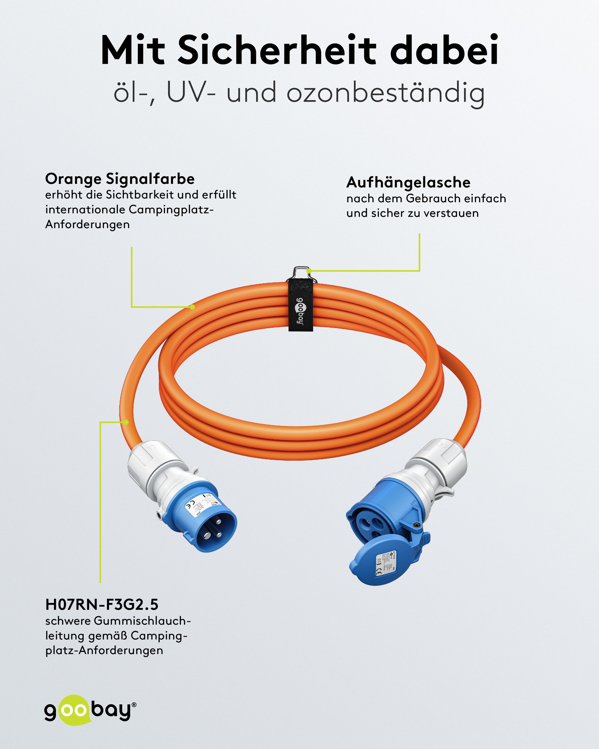 GOOBAY CEE-Verlängerung 76230, 25 m, 2,5mm², 16A/230V, orange