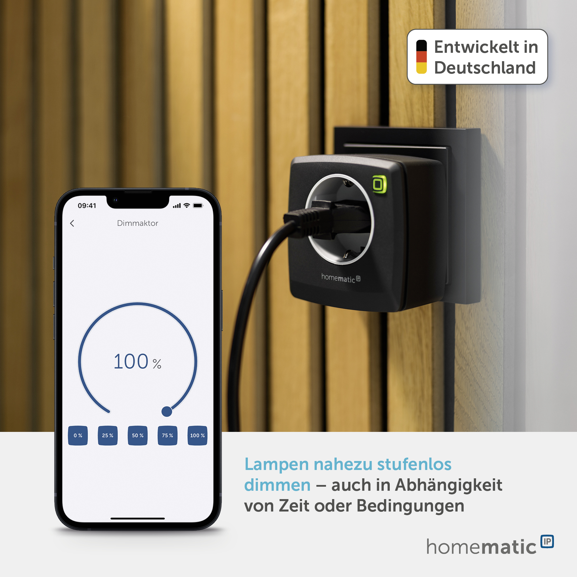 HOMEMATIC IP 161621A0, Dimmer-Steckdose, Phasenabschnitt, anthrazit