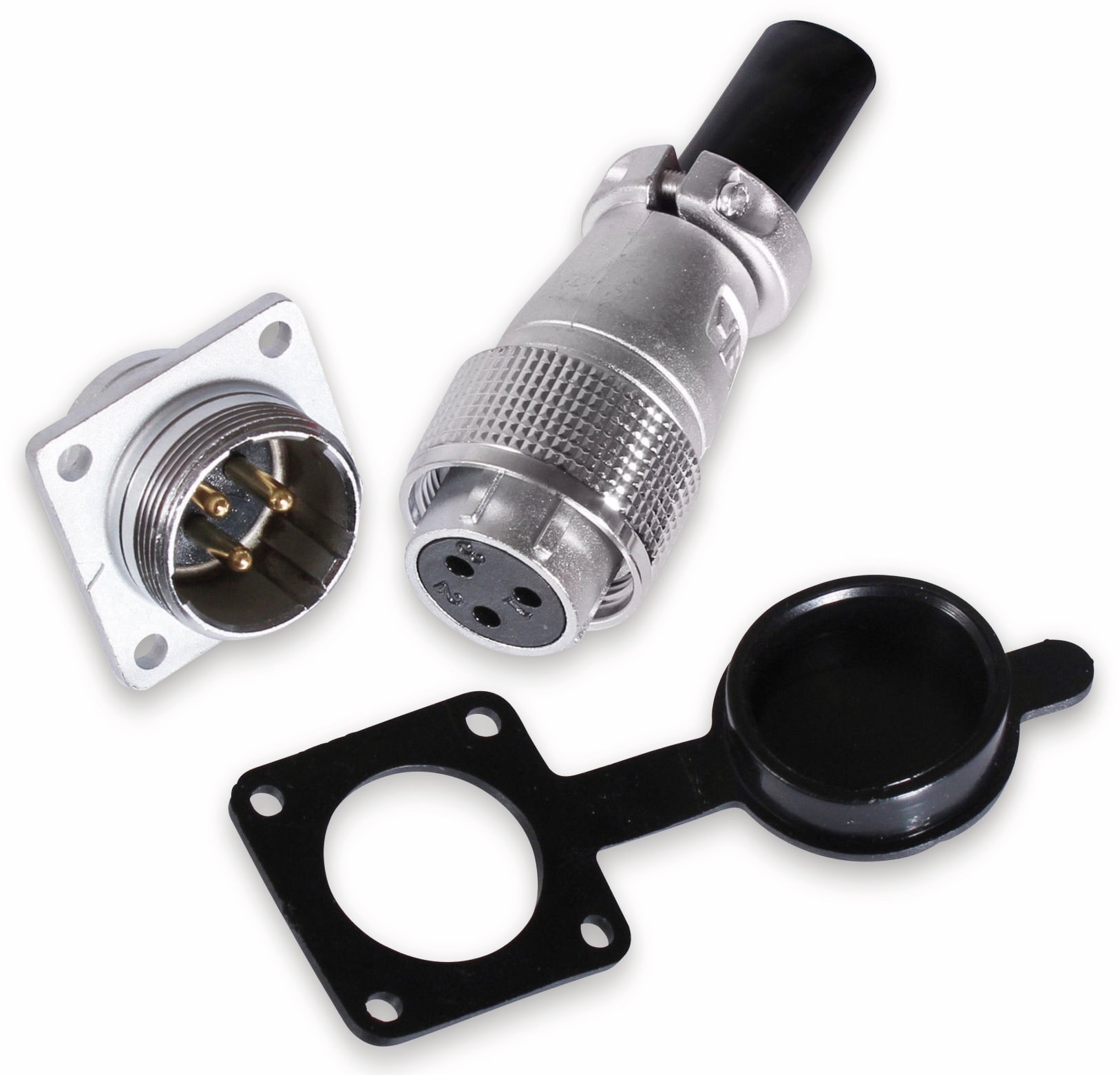 Einbaustecker-Set, 6-pol., Ø 20 mm, mit Schraubverschluss und Schutzkappe Einbaustecker-Set, 6-pol., Ø 20 mm, mit Schraubverschluss und Schutzkappe