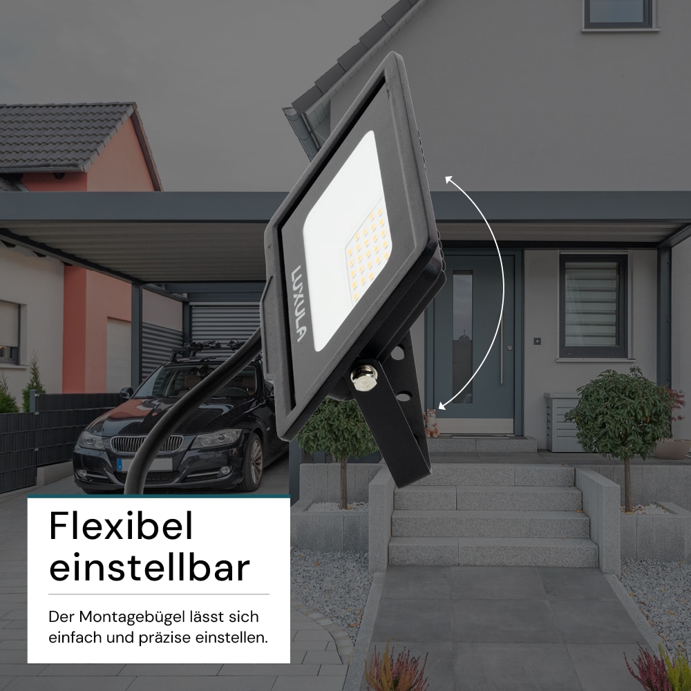 LUXULA LED-Fluter, EEK: F, 20W, 2000lm, 4000K, schwarz