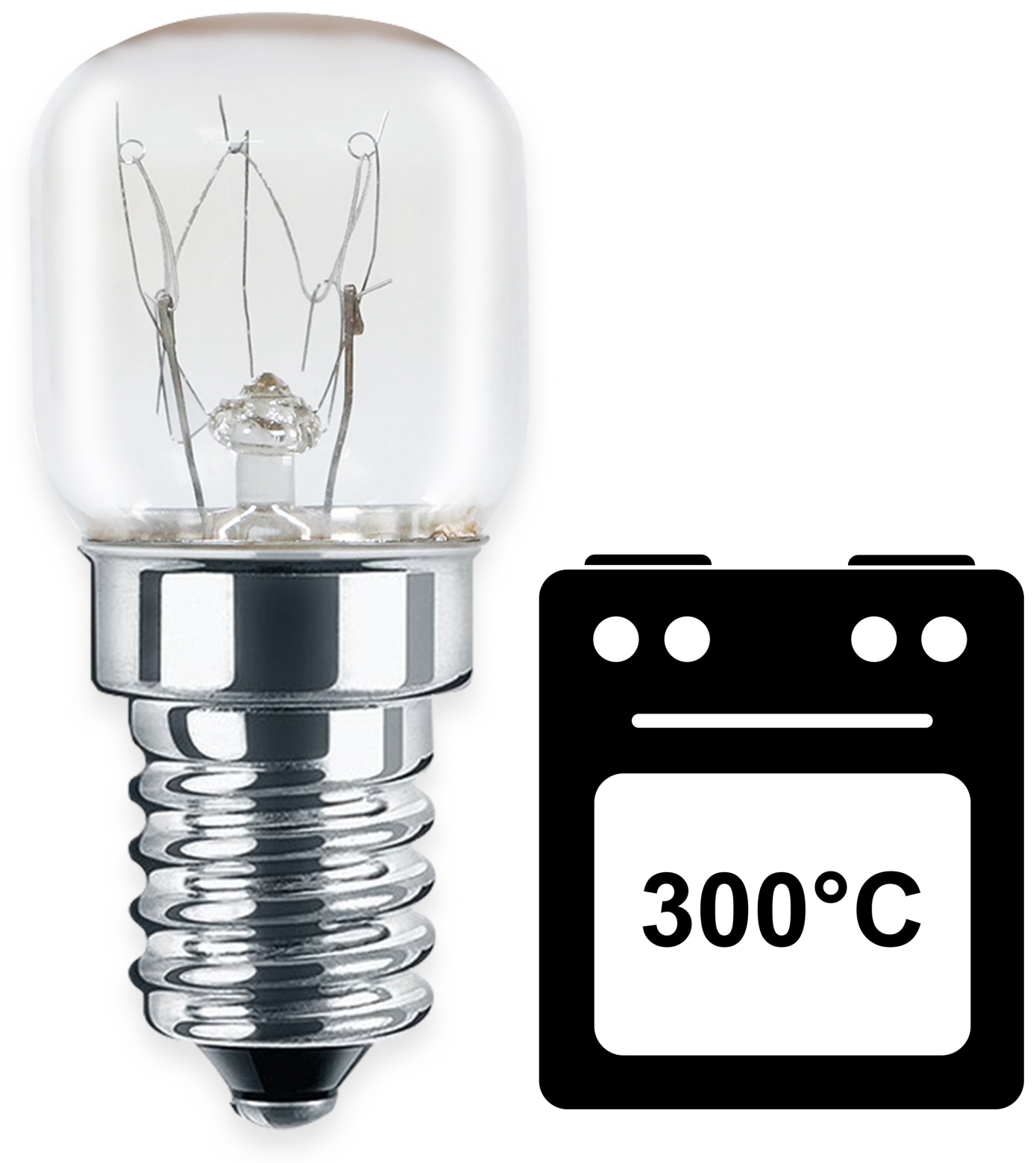 BLULAXA AGL Backofenlampe T22, E14, 15 W, 300°C, 90 lm, 2400K, 22x48 mm