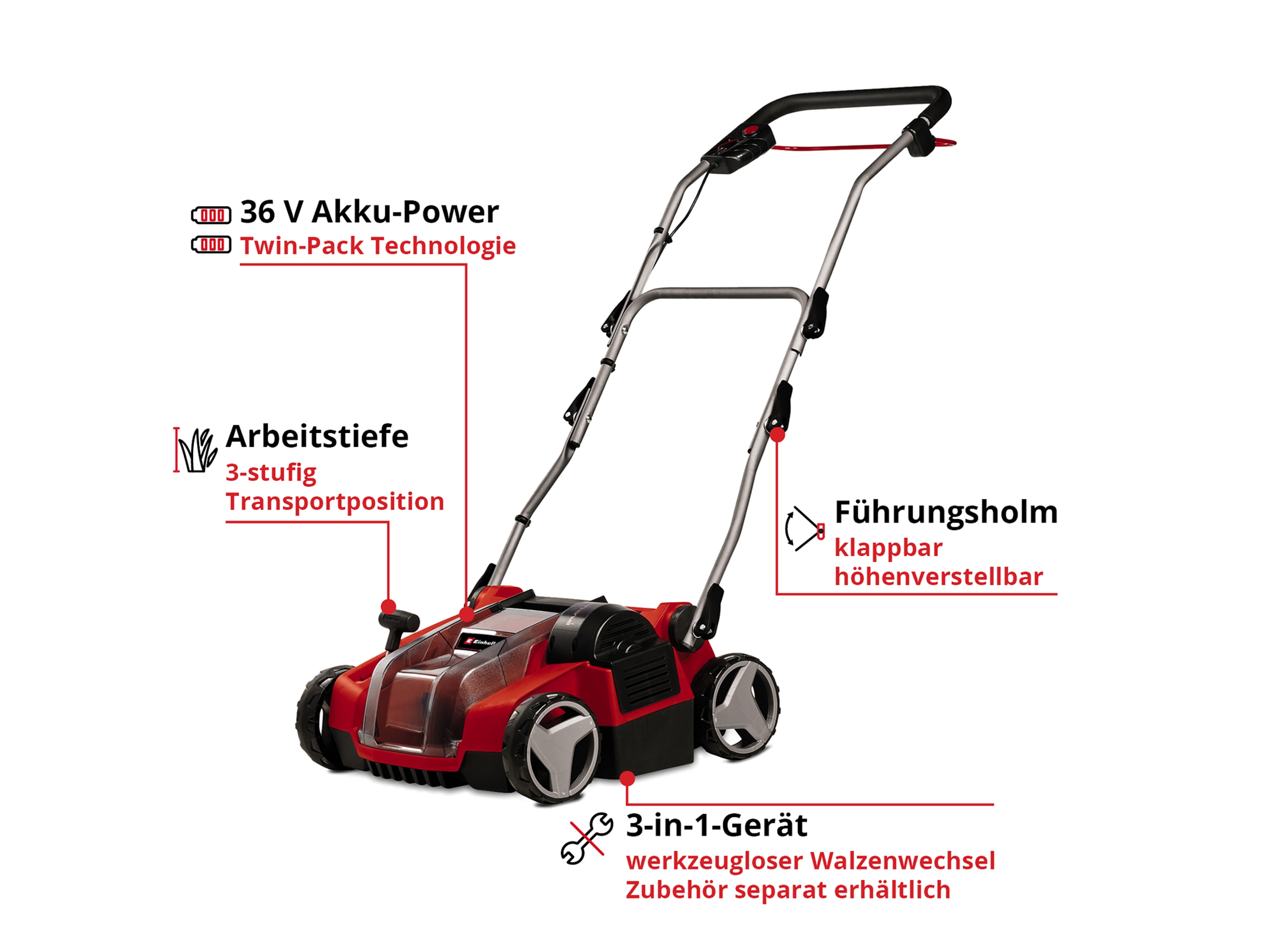 EINHELL Akku-Vertikutierer-Lüfter GE-SC 36/35 Li-Solo