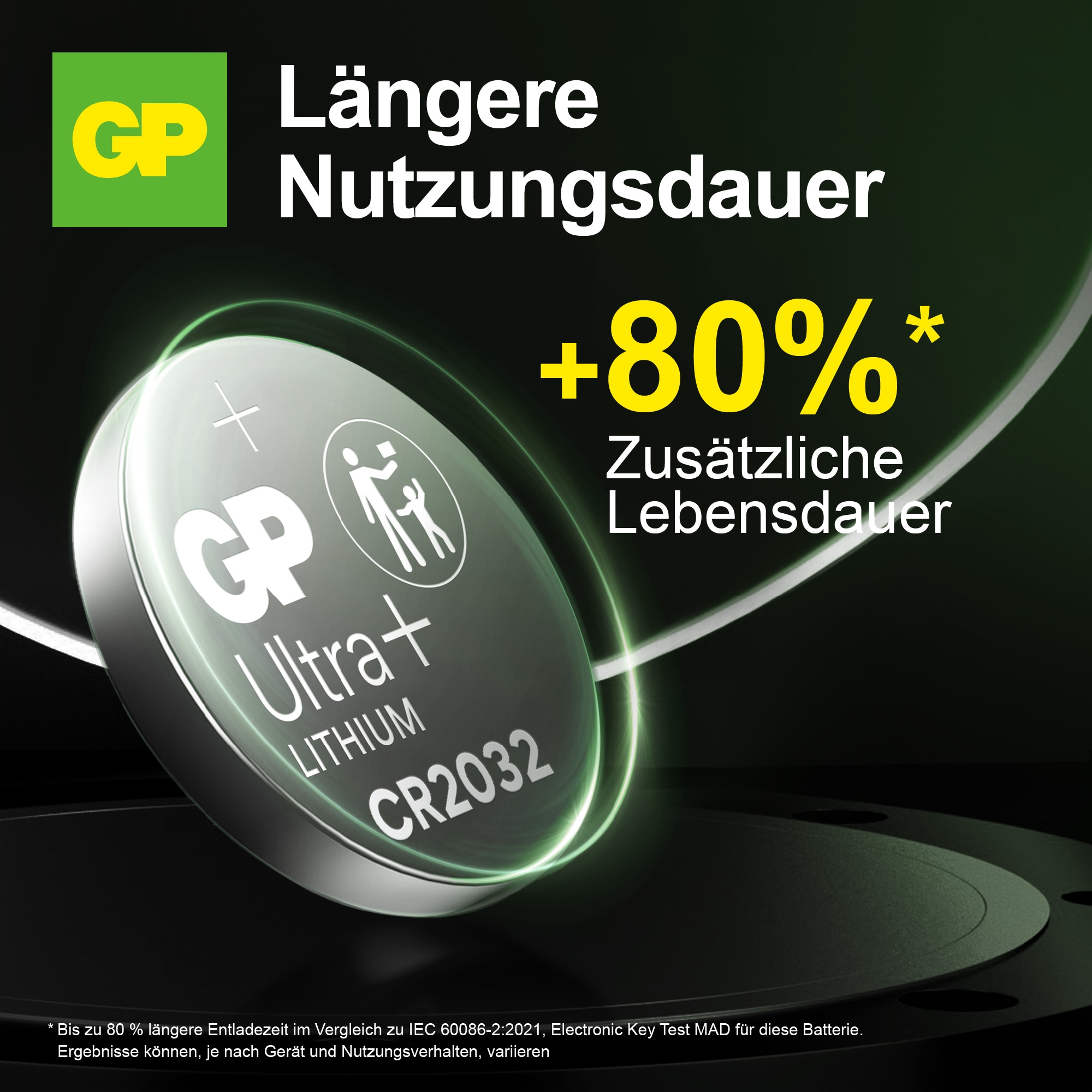 GP Ultra Plus, CR2032 Lithium Knopfzelle, 3 V, 5 Stück