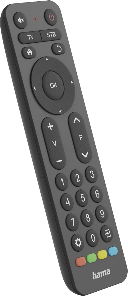 HAMA Universal-Fernbedienung TV, Infrarot, für 2 Geräte, große Tasten, lernfähig, schwarz