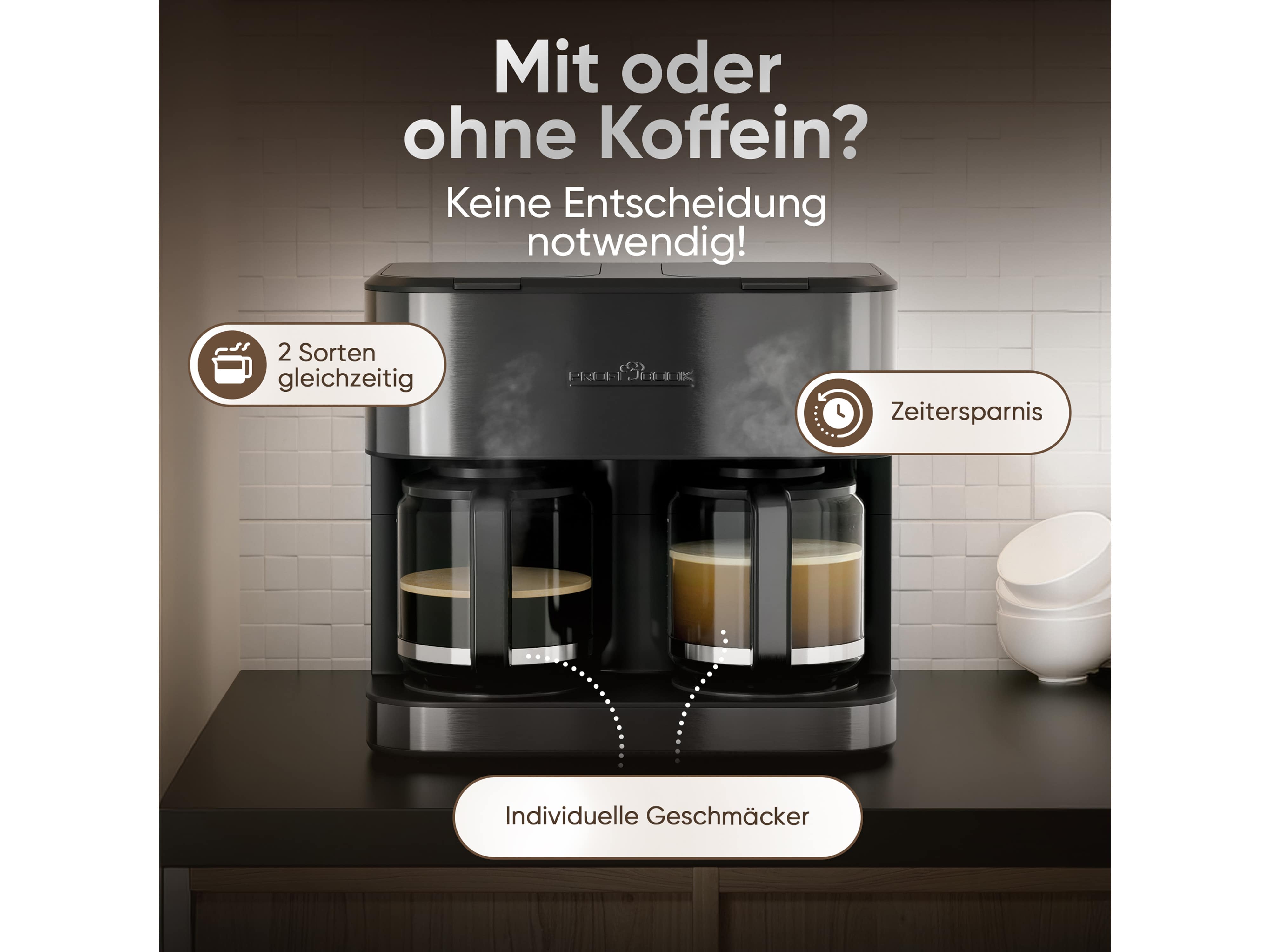 PROFI COOK Doppelkaffeemaschine PC-KAD 1308, 3,6 L, 2000 W, dark inox PROFI COOK Doppelkaffeemaschine PC-KAD 1308, 3,6 L, 2000 W, dark inox