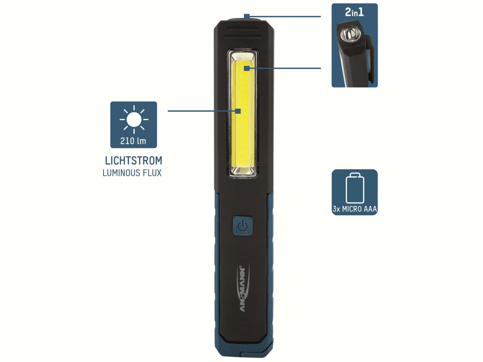ANSMANN LED-Arbeitsleuchte WL210B, ABS, 1W, 210 lm, batteriebetrieben ANSMANN LED-Arbeitsleuchte WL210B, ABS, 1W, 210 lm, batteriebetrieben