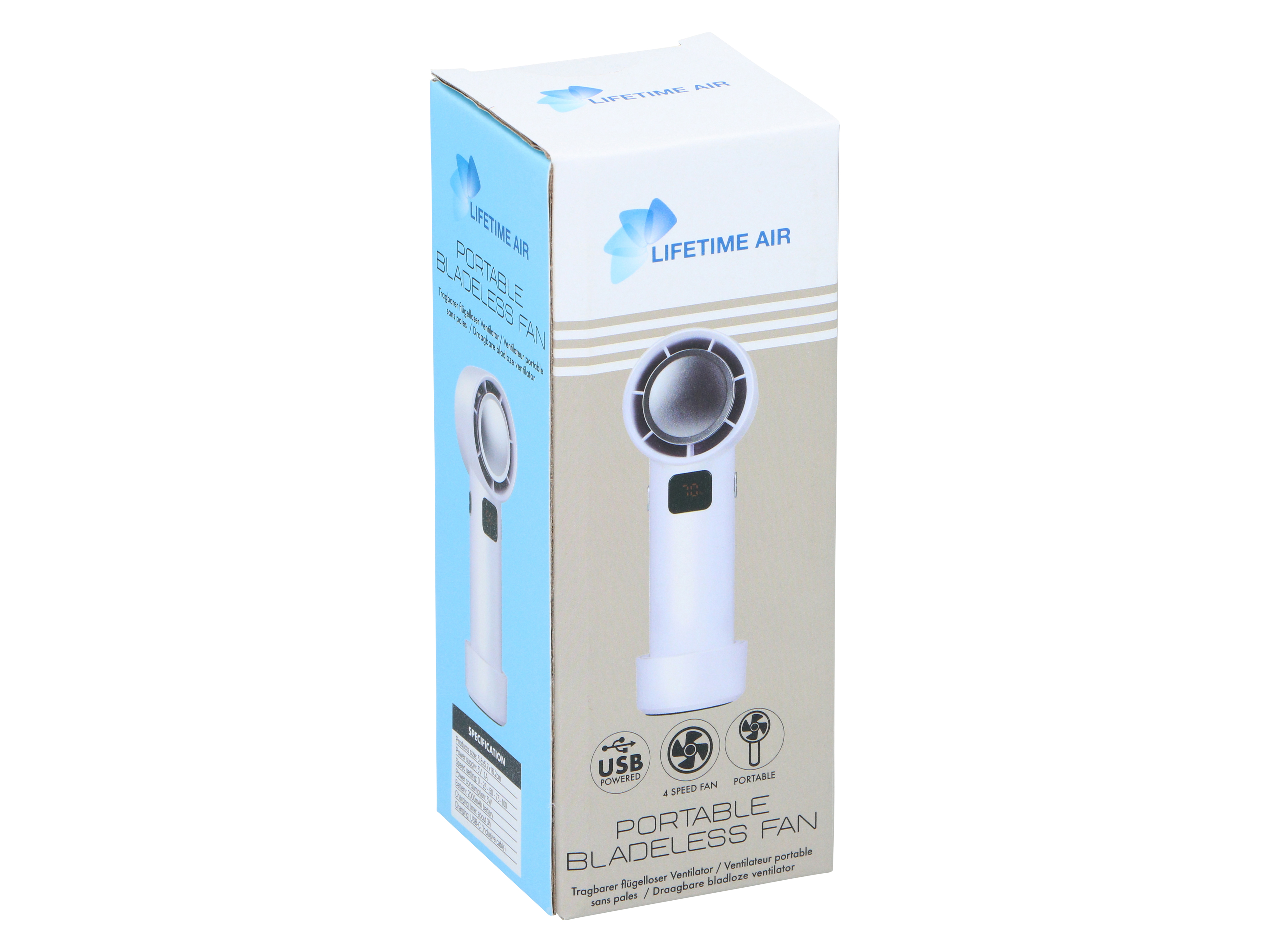 LIFETIME AIR USB-Handventilator, bladeless Design, 2000mAh, weiß LIFETIME AIR USB-Handventilator, bladeless Design, 2000mAh, weiß