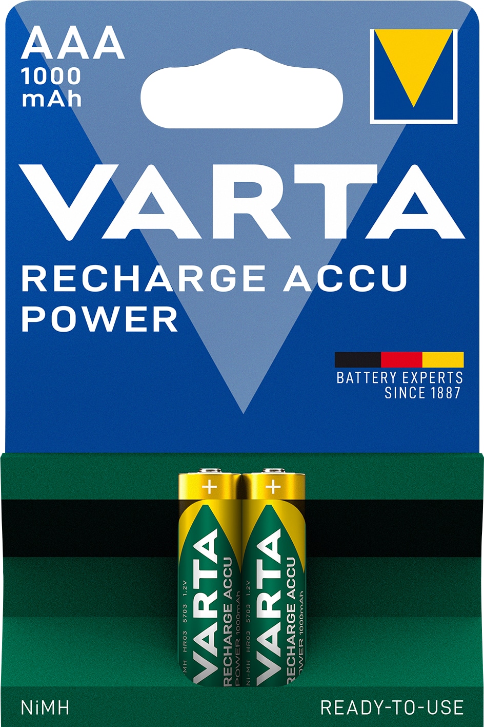 VARTA NiMH-Micro-Akku 5703, 1000 mAh, 2 Stück VARTA NiMH-Micro-Akku 5703, 1000 mAh, 2 Stück