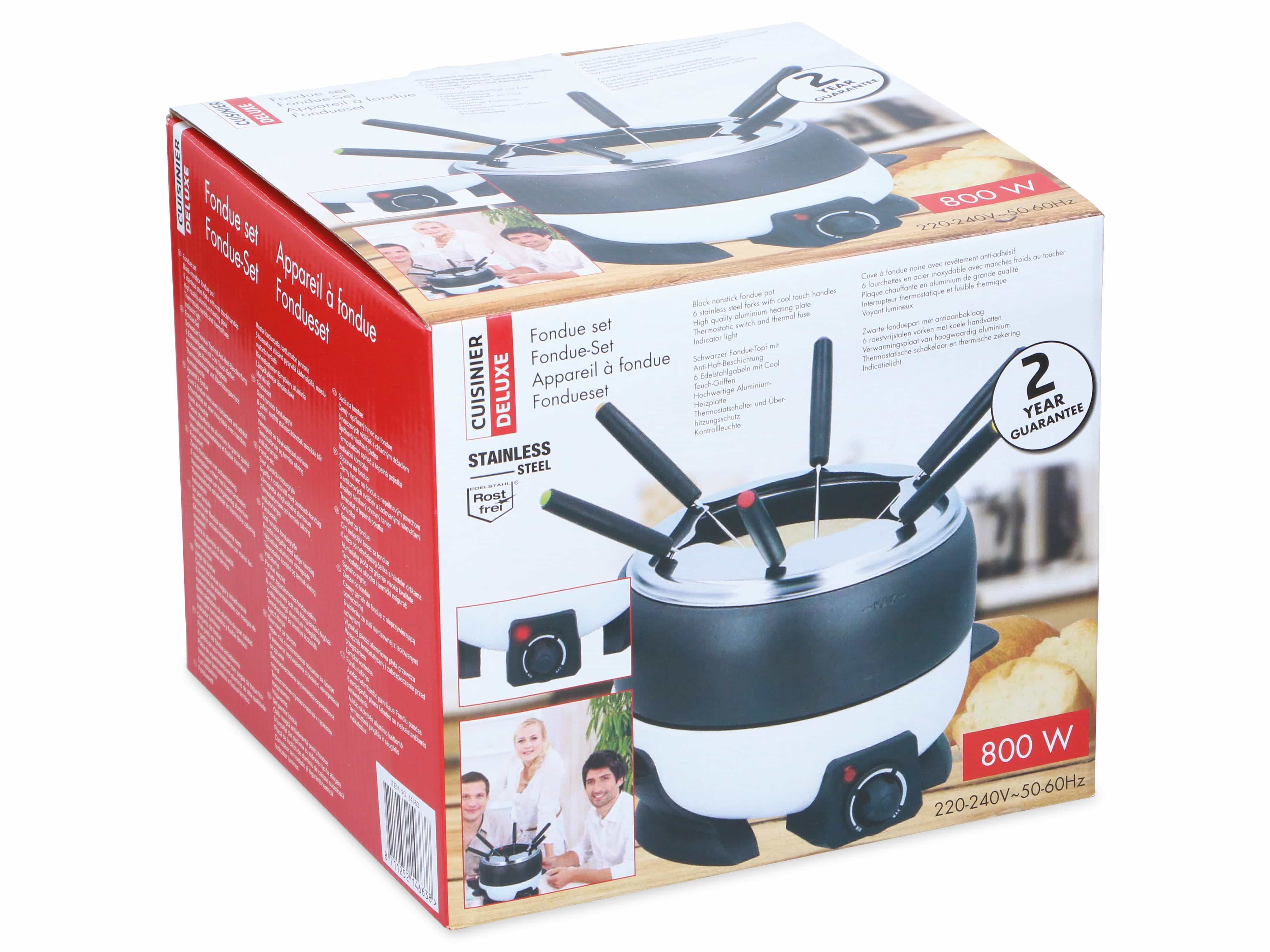 CUISINIER DELUXE Fondue-Set schwarz, 800 W