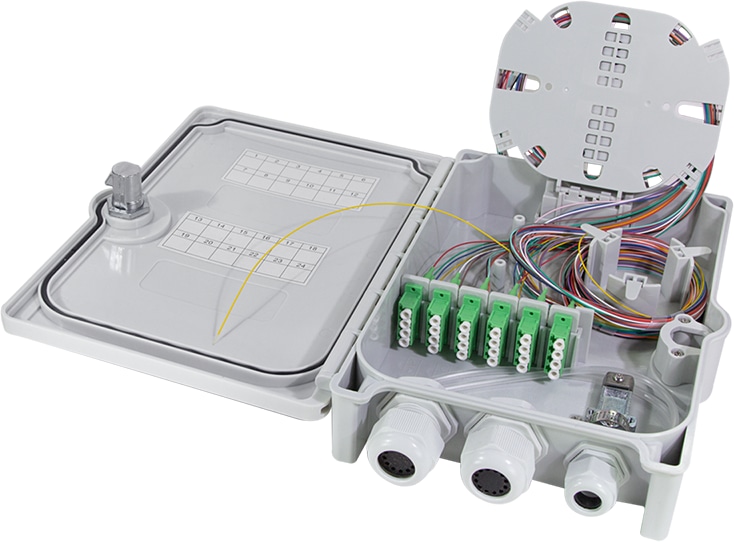 LOGILINK FTTH/FTTB-Anschlussgehäuse FB124LC,24x LC/APC, voll bestückt