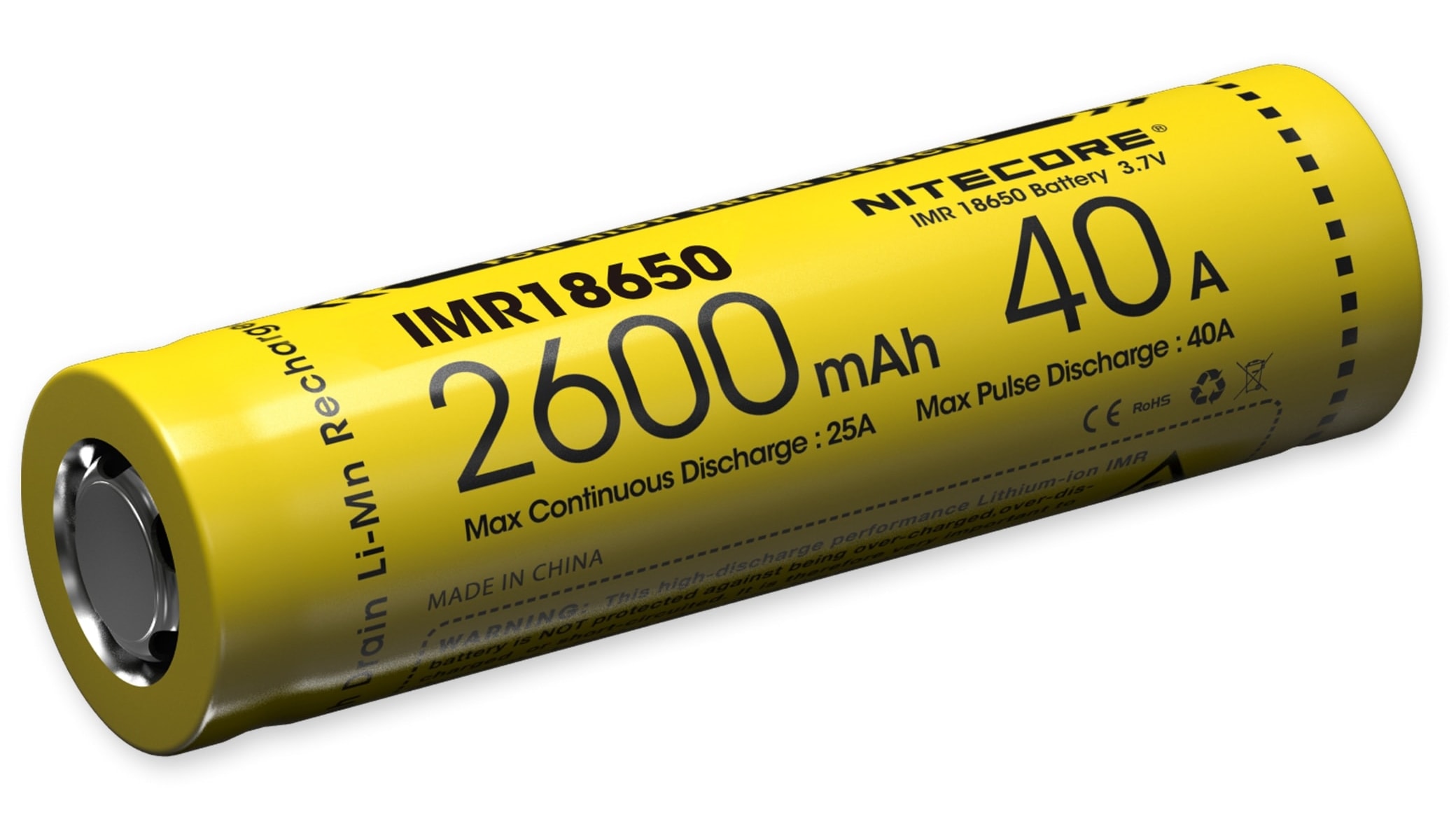 NITECORE LiIon-Akku IMR 18650, 2,6 Ah, 4/3 A, 3,7 V-, bis zu 40 A, 2 Stück NITECORE LiIon-Akku IMR 18650, 2,6 Ah, 4/3 A, 3,7 V-, bis zu 40 A, 2 Stück