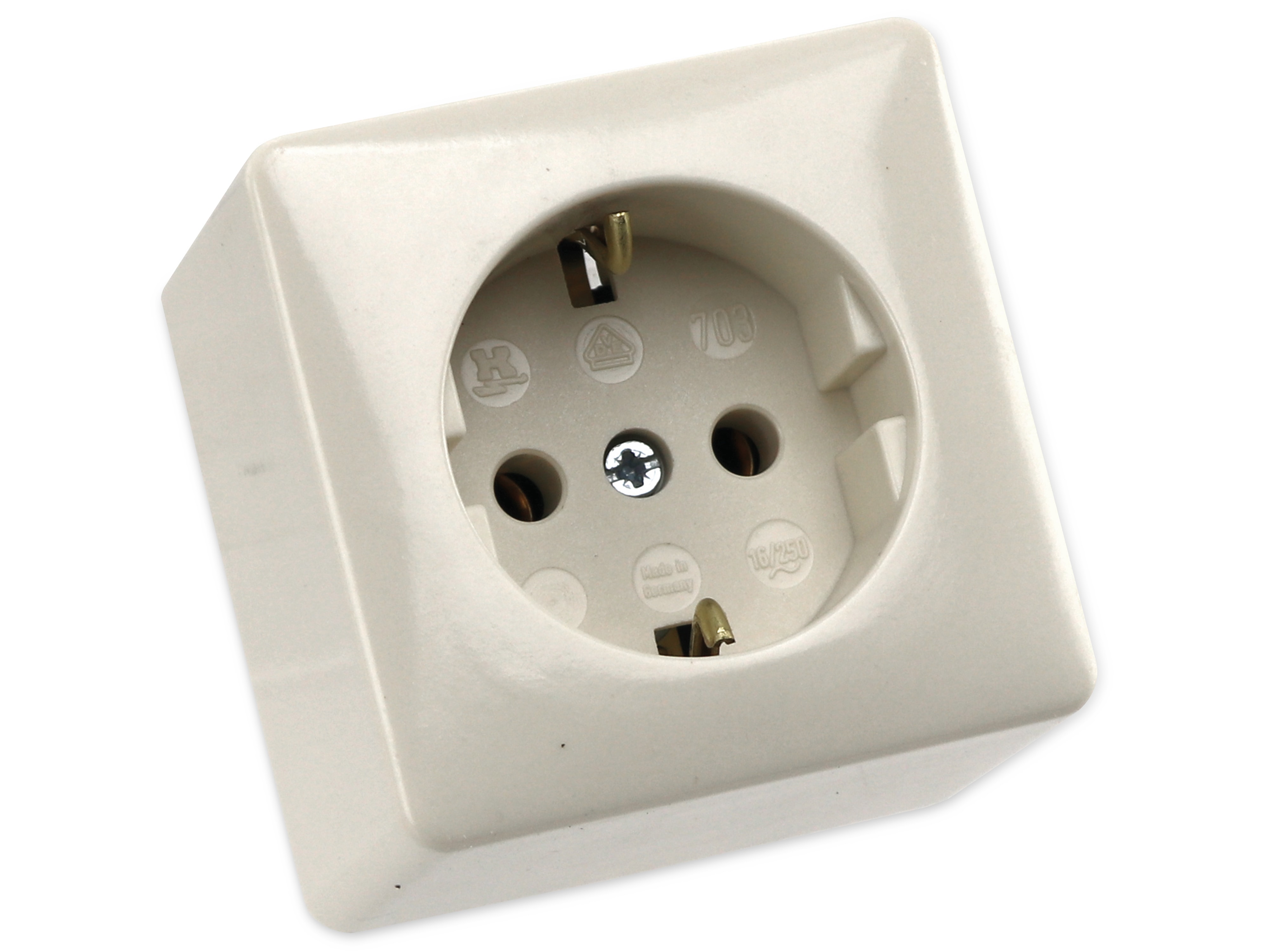 Schutzkontakt-Steckdose, Aufputz, cremeweiß