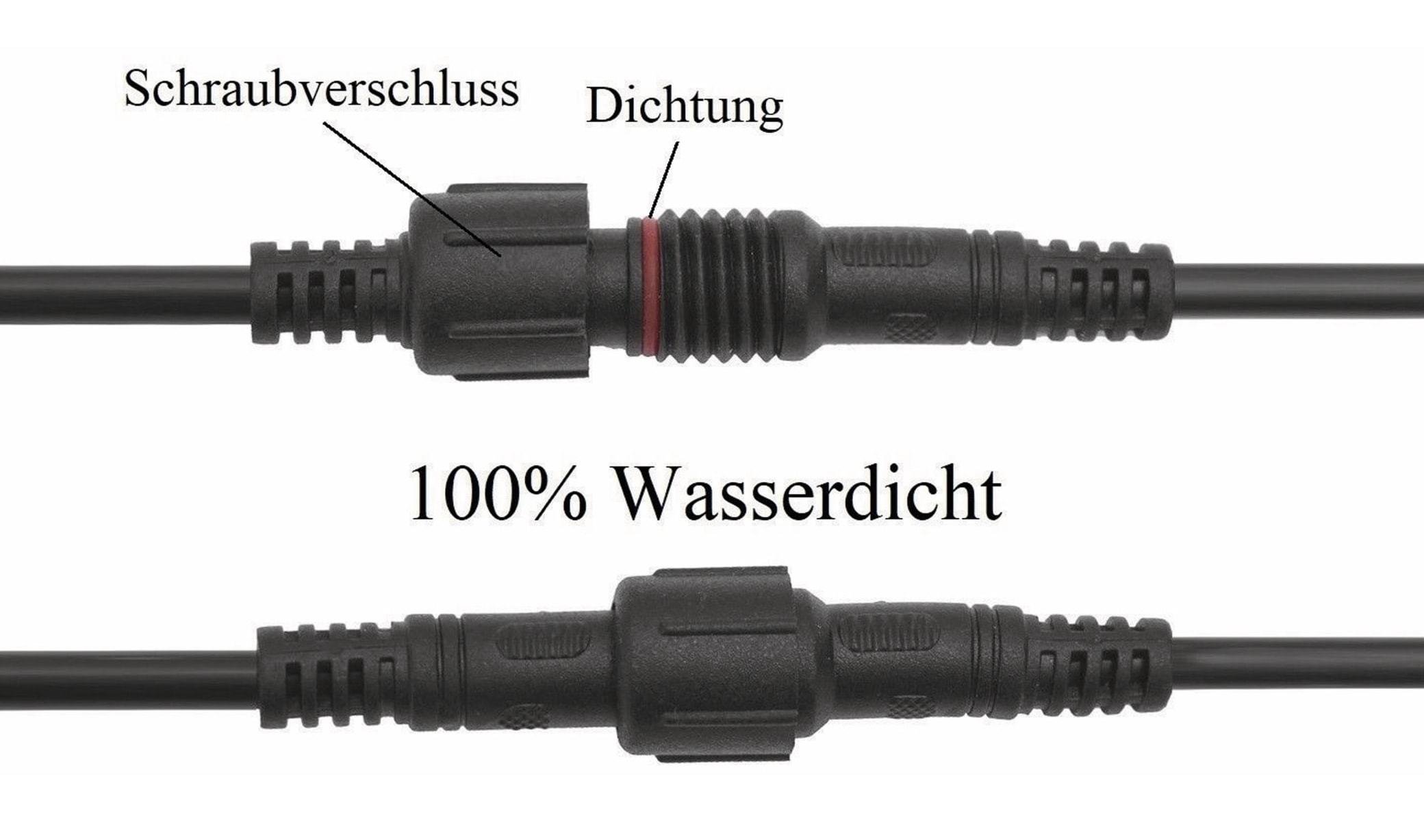 Wasserdichtes Steckverbindungsset, Stecker/Kupplung, 1 m, 3-polig Wasserdichtes Steckverbindungsset, Stecker/Kupplung, 1 m, 3-polig