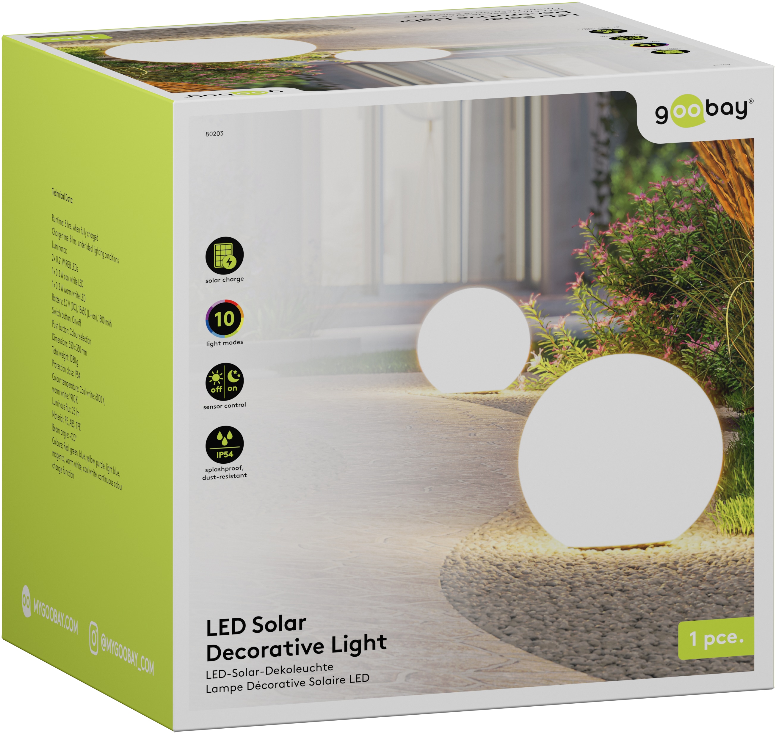 GOOBAY LED-Solar-Gartenleuchte, 35 cm, Kugel, Größe XL, RGBW GOOBAY LED-Solar-Gartenleuchte, 35 cm, Kugel, Größe XL, RGBW
