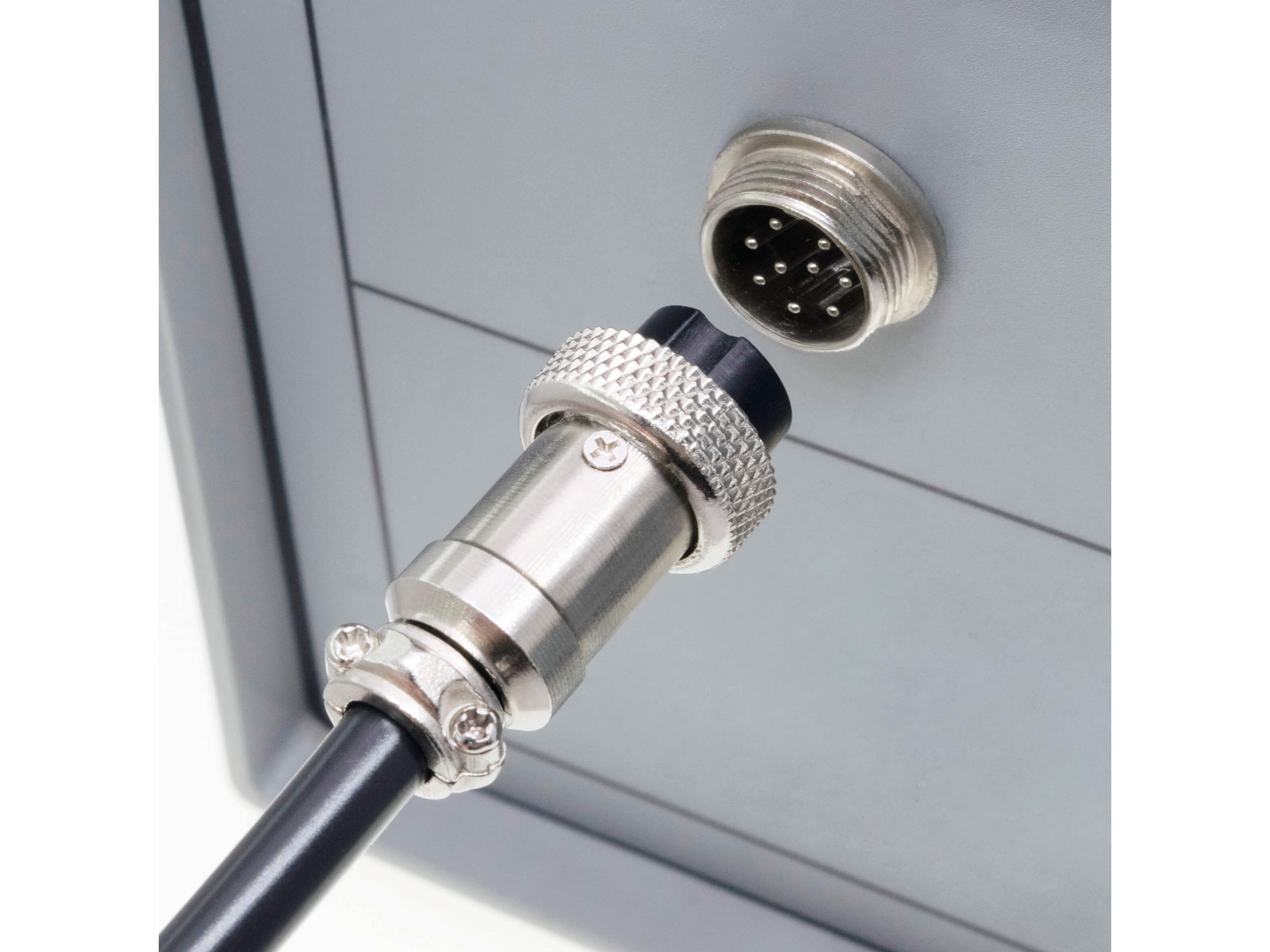 Rundsteckverbinder, 9-polig, 30V, 1A, Lötanschluss, IP55, wire to panel, 1 Stecker + 1 Buchse