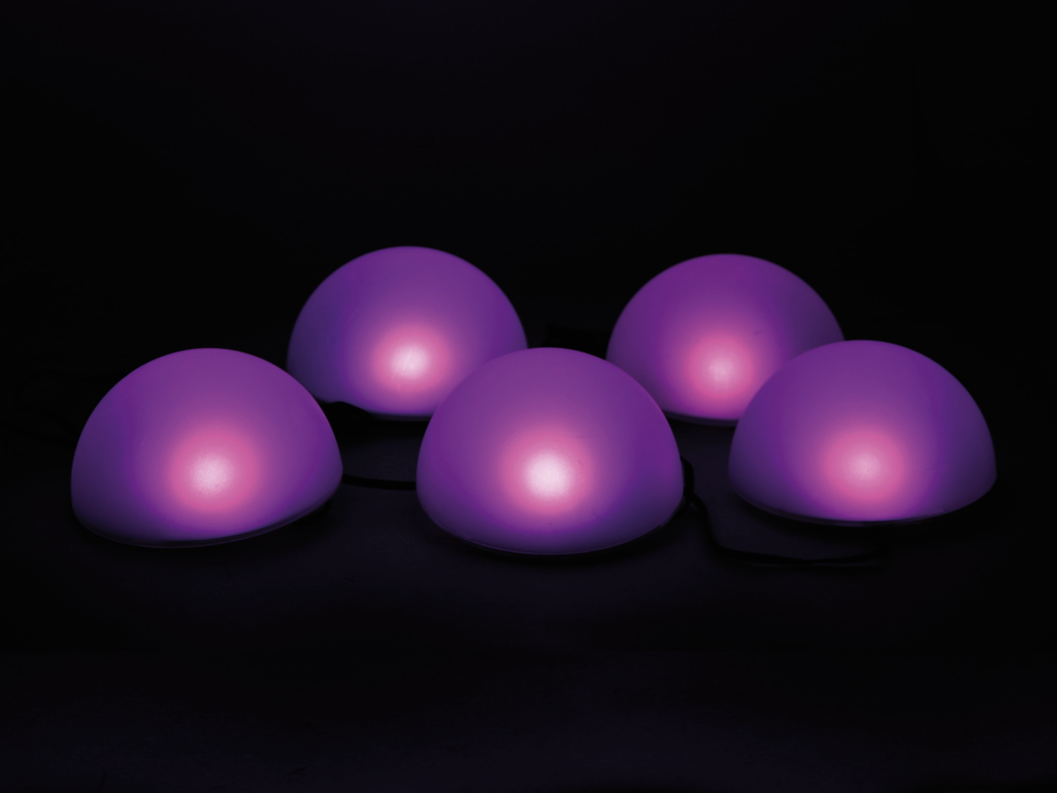 Solar-Bodenlichterkette, 5 Halbkugeln, RGB+WW, Bastelware