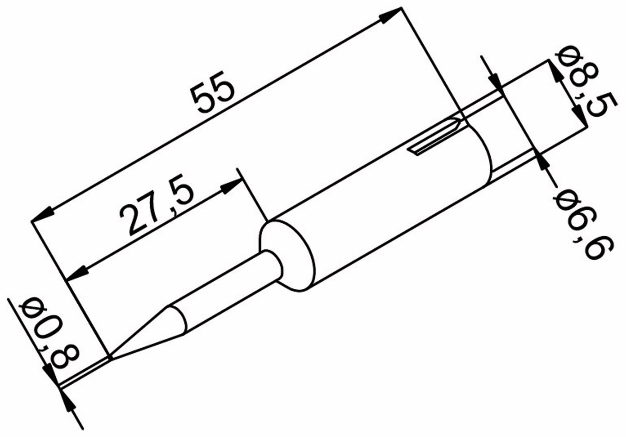 ERSA Lötspitze, 0832SDLF/SB, bleistiftspitz, verlängert, 0,8 mm