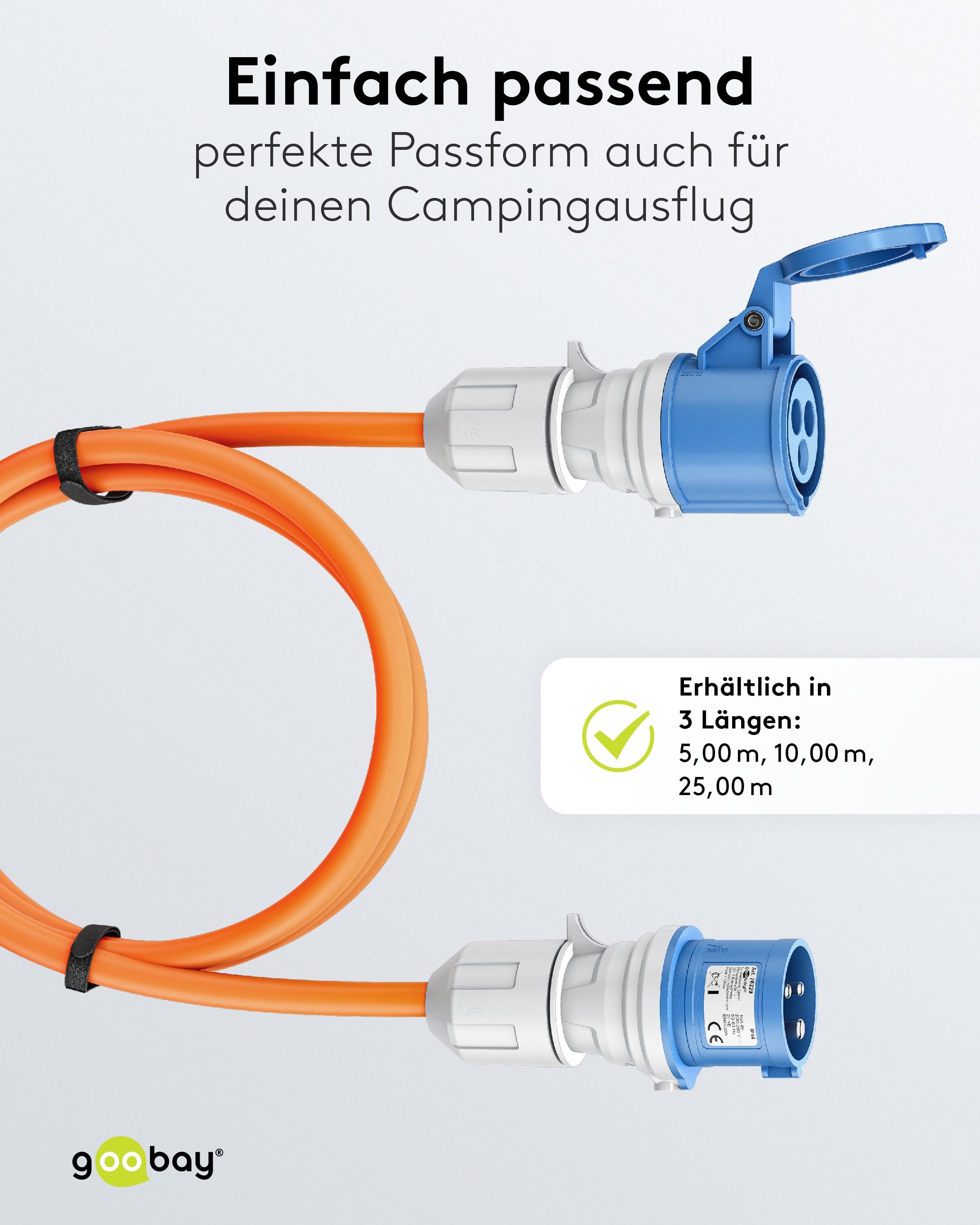 GOOBAY CEE-Verlängerung 76230, 25 m, 2,5mm², 16A/230V, orange