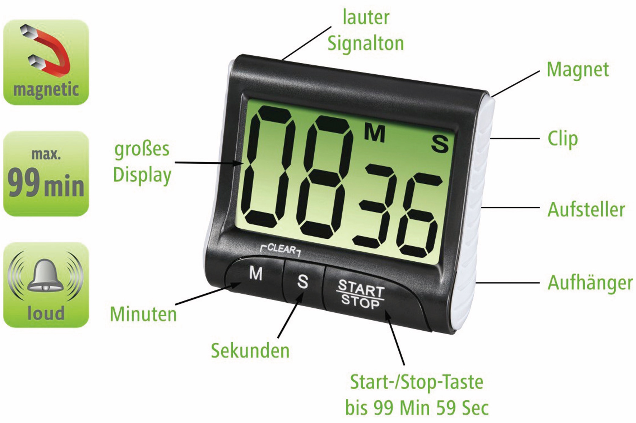 XAVAX Küchentimer Countdown, schwarz