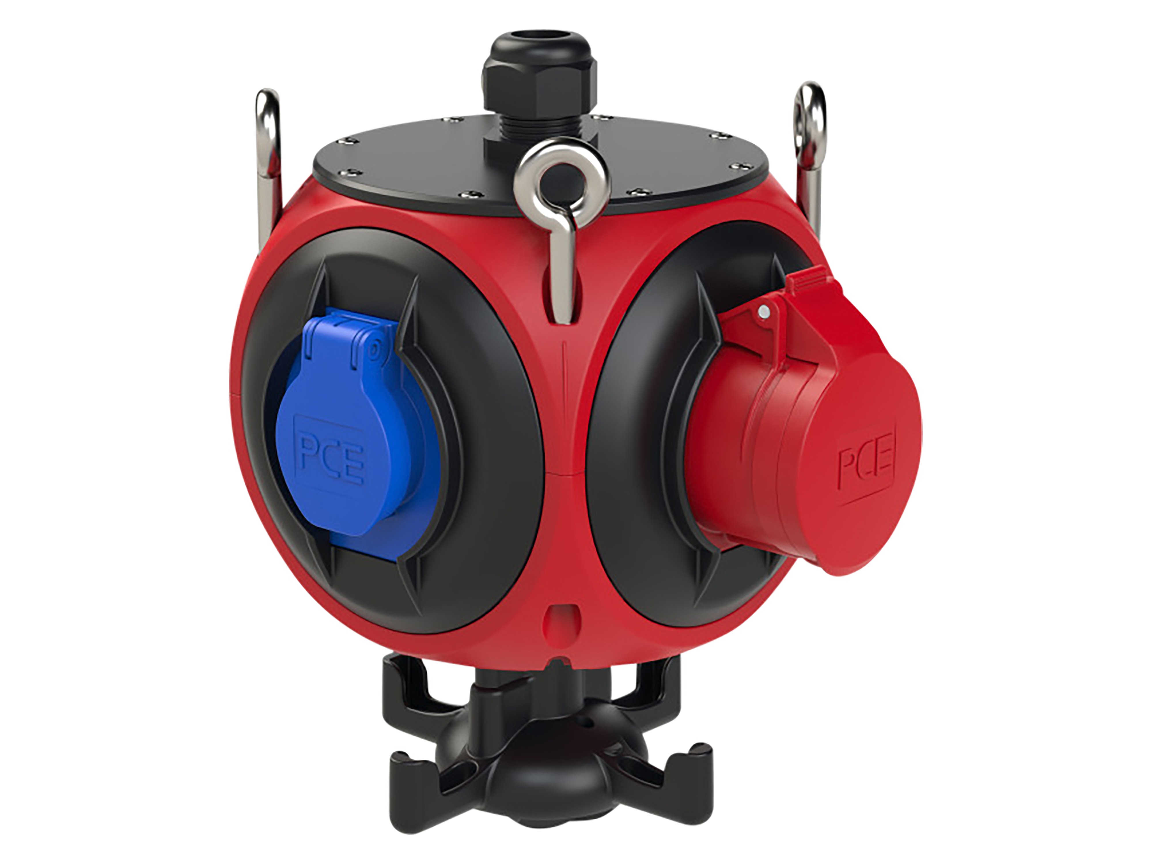 PCE Stromverteiler Pegasus HV, 1x CEE 16A, 3x SSD 16A, IP44, rot/schwarz